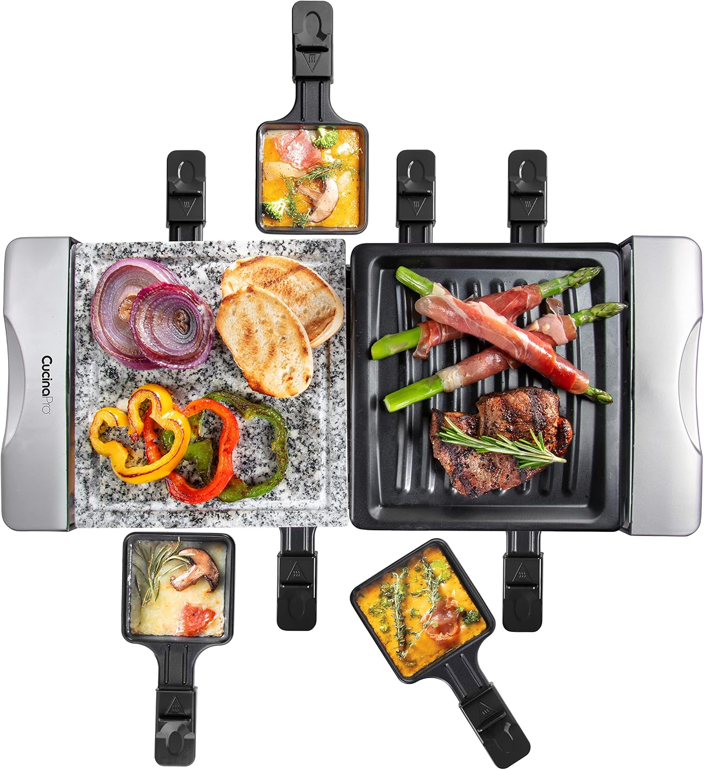 Electric Cheese Raclette Table Grill w Cooking Stone & Grilling Plate | Nonstick