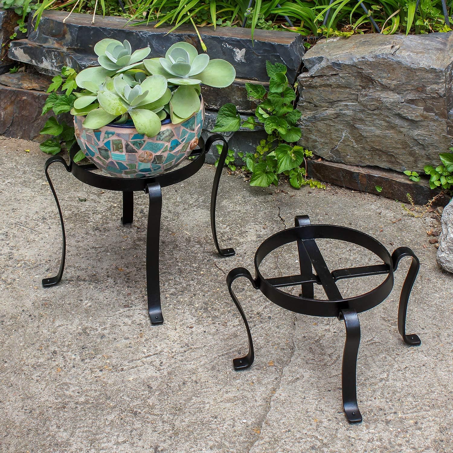 Achla Designs Patio Flower Pot Plant Stand, 18-in H Black