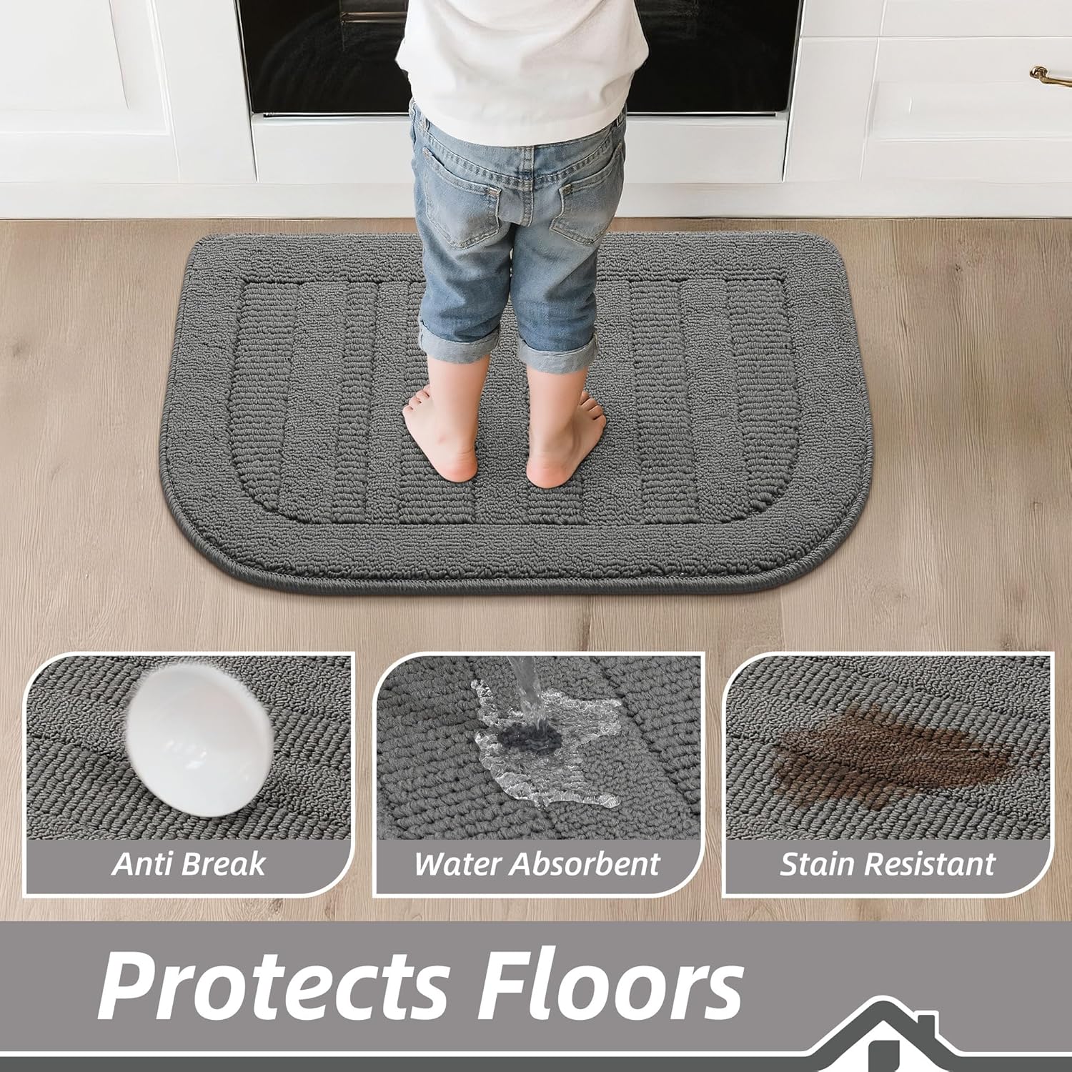 BEQHAUSE 30x18 Inch Kitchen Rugs Non Slip Washable Kitchen Sink Rug, Green
