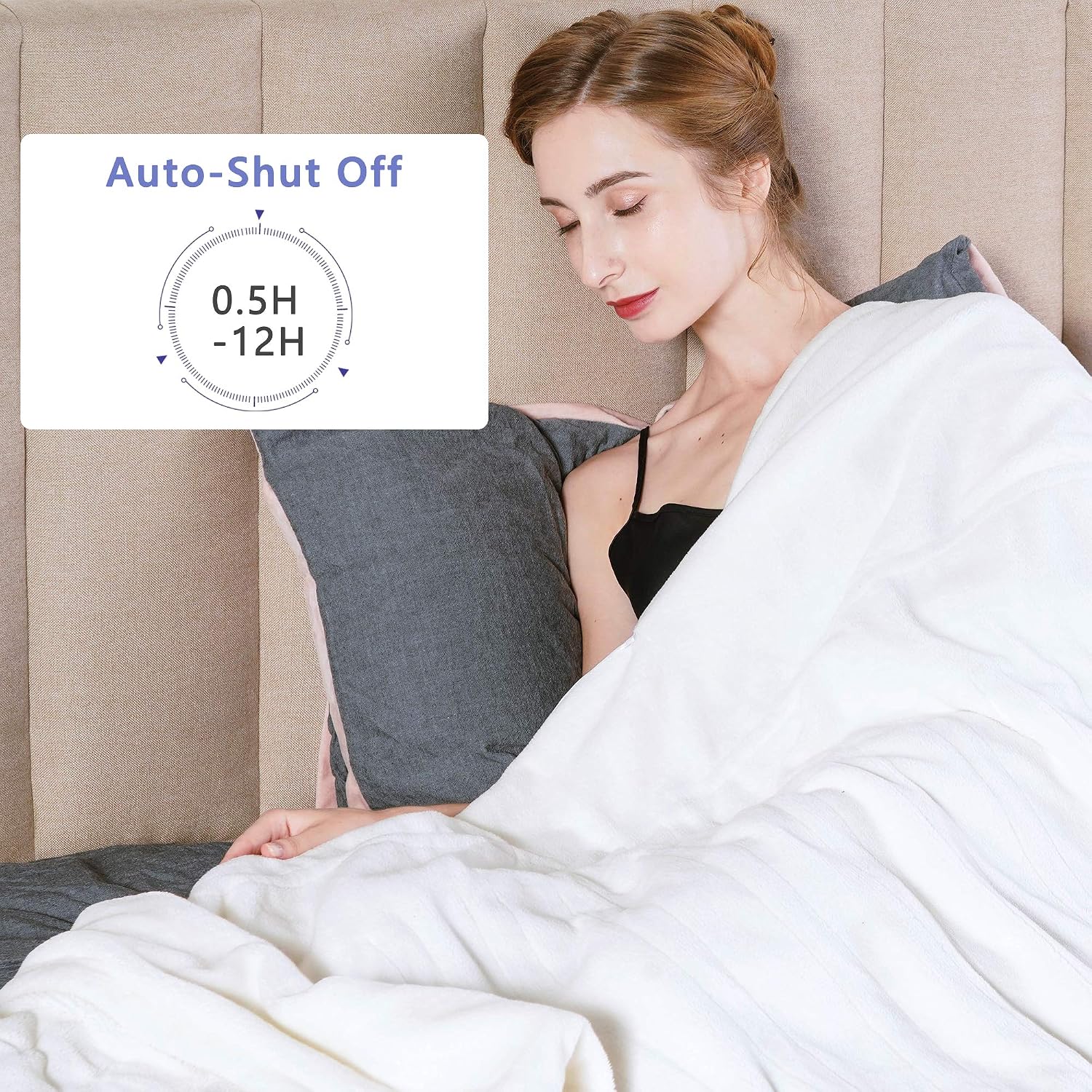 SUNVIVI Heated Blanket King Size, Heating Electric Throw Blanket Dual Control, 10 Heat Settings, 12 Hours Auto Off, Machine Washable, ETL Certified