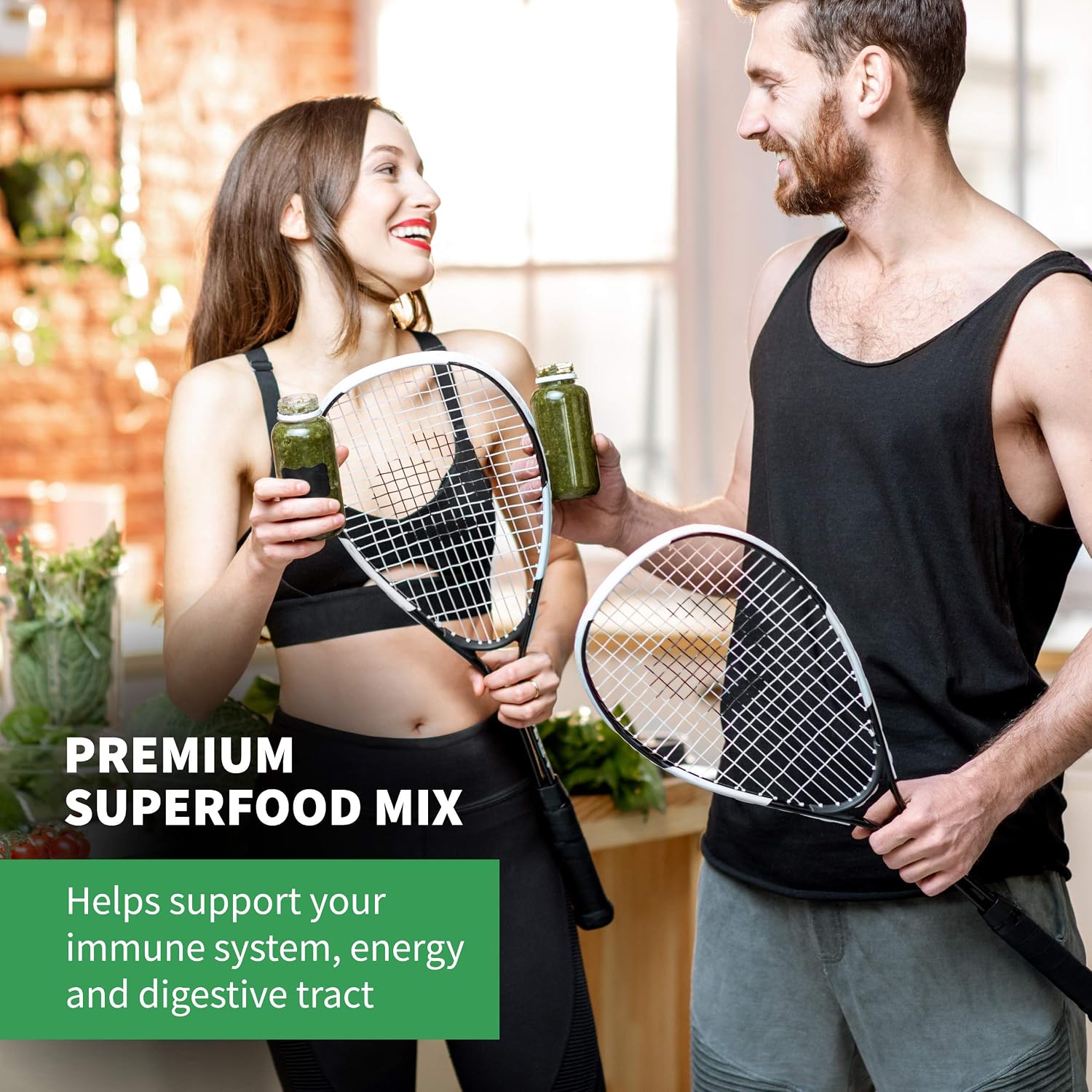 Total Tea Green Powder for Energy & Digestive Health with Turmeric, Amla Powder & Vitamin C - 30 Servings