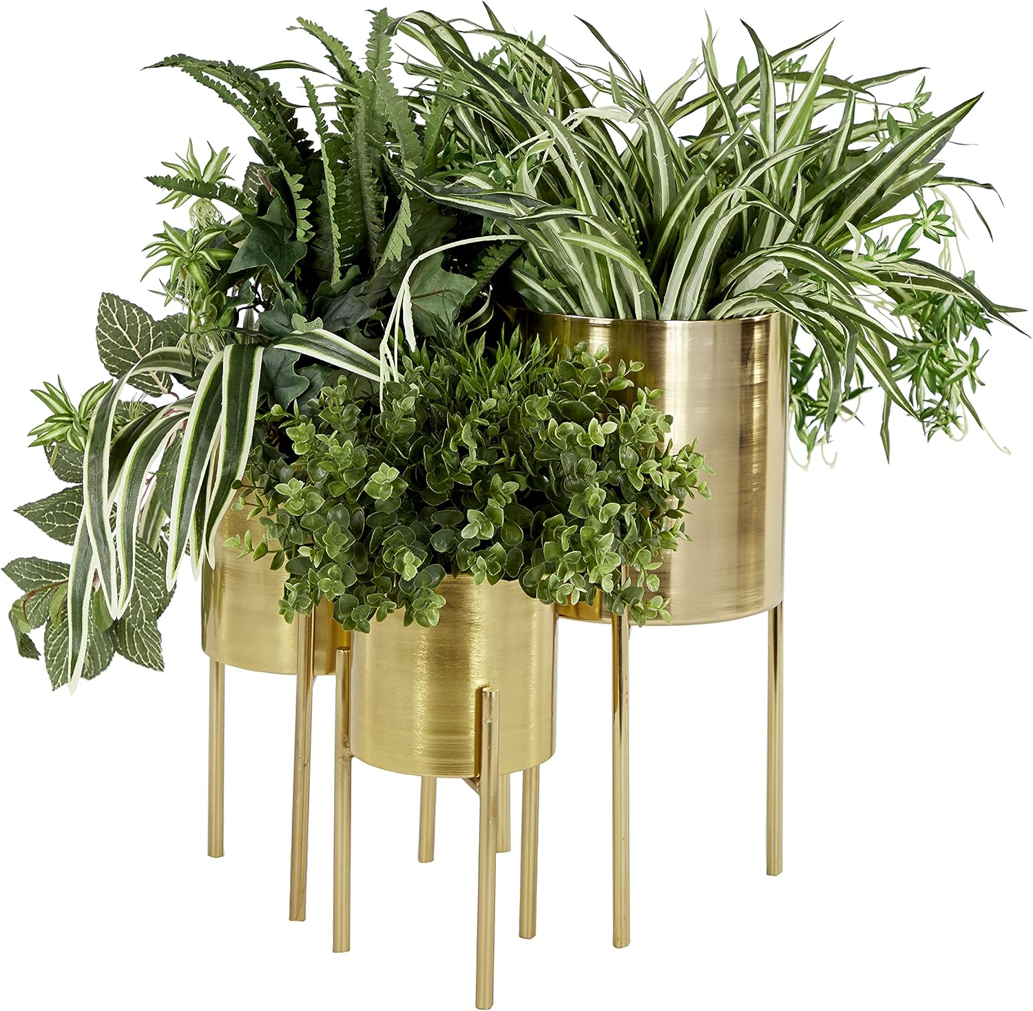 Deco 79 Metal Round Planter with Removable Stand, Set of 2 16", 13"H, Black