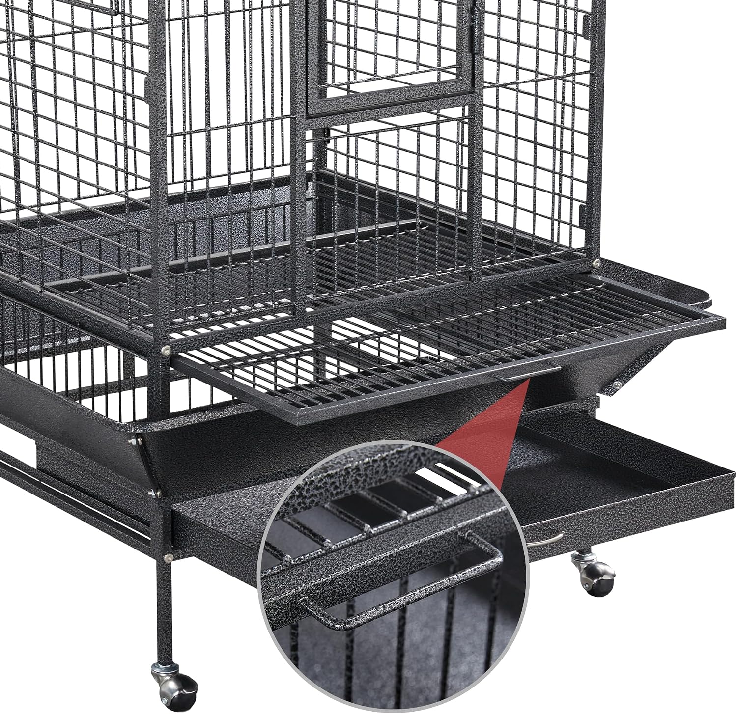 Yaheetech Extra Large Bird Cage 63'' Open Play Top Bird Cage for African Grey Parrots/Amazon Parrot/Caiques/Macaw with 360° Wheels