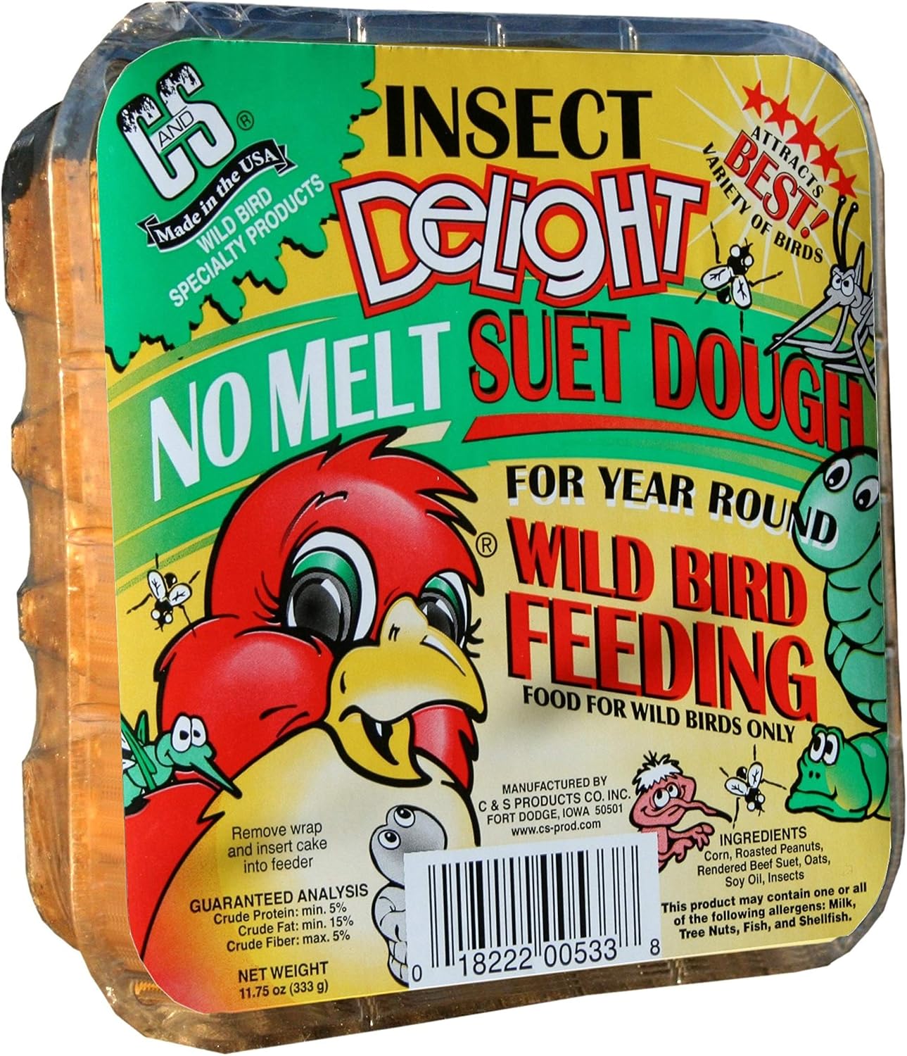 C&S CS12553 11.75 Oz Hot Pepper Delight Wild Bird No Melt Suet Dough