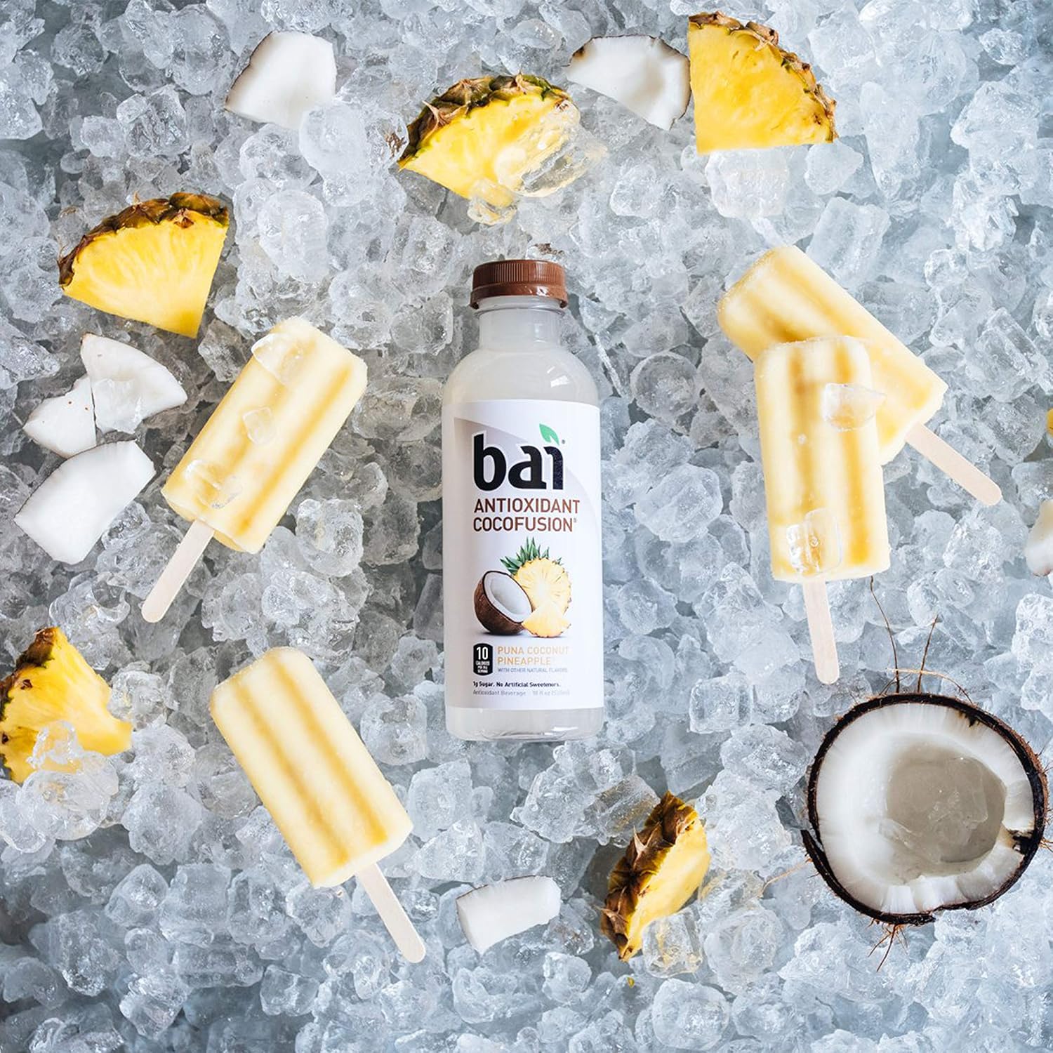 Bai Coconut Flavored Water, Puna Coconut Pineapple, Antioxidant Infused Drinks, 18 Fluid Ounce Bottles, 12 Count