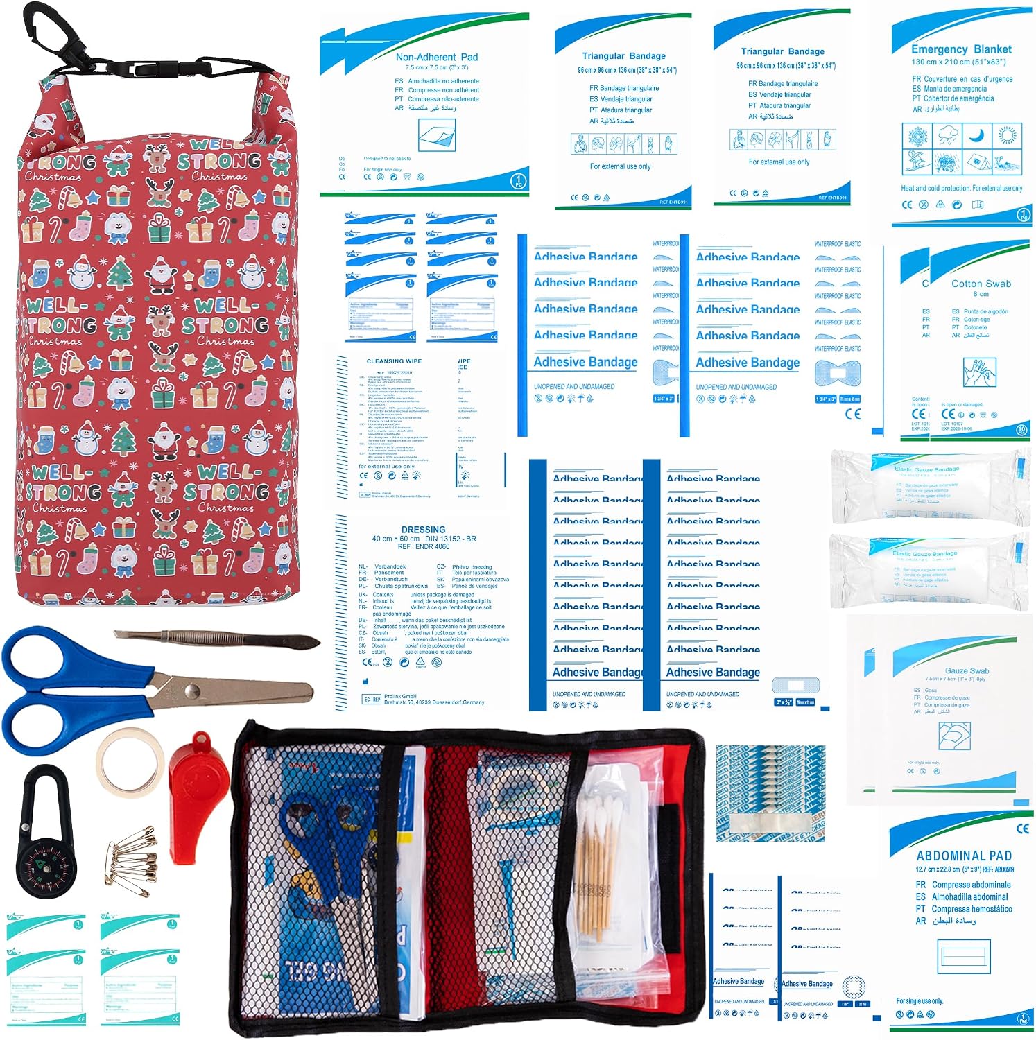 Waterproof First Aid Kit Roll Top Boat Emergency Kit with Waterproof Contents for Fishing Kayaking Boating Swimming Camping Rafting Beach Red