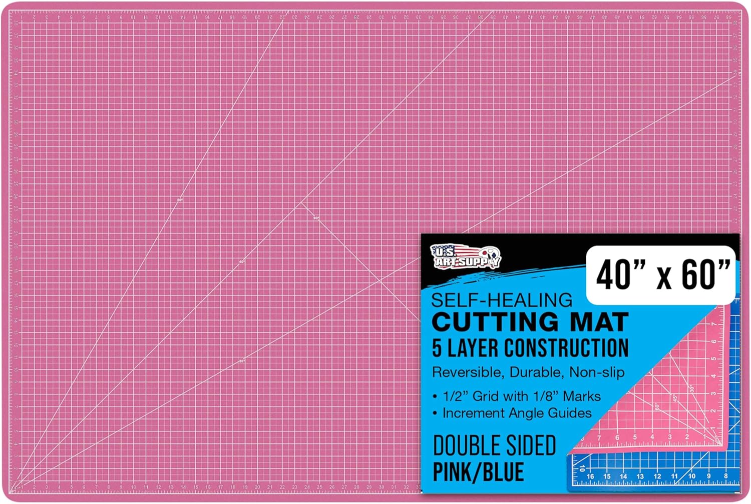 U.S. Art Supply 40" x 60" Self-Healing Cutting Mat 5-Ply - Double-Sided Green/Black Craft Mat, Non-Slip Cutting Mats for Crafts, Sewing, Quilting, Scrapbooking | Double-Sided Green/Black Craft Mat, Non-Slip Cutting Mats for Crafts, Sewing, Quilting, Scra…