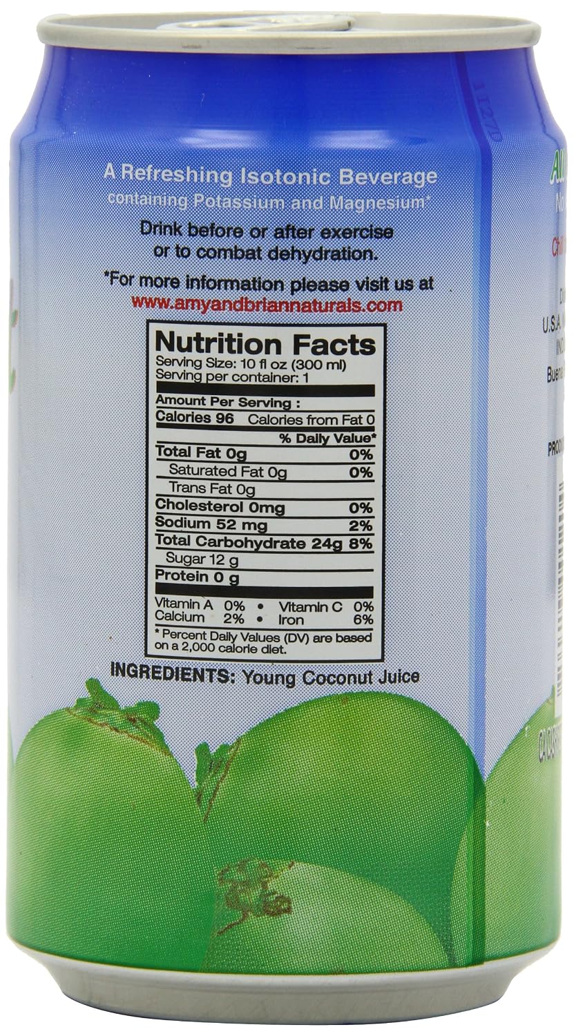 Amy & Brian Non-GMO Coconut Water, Original, 17.5 Fl Oz (Pack of 12)