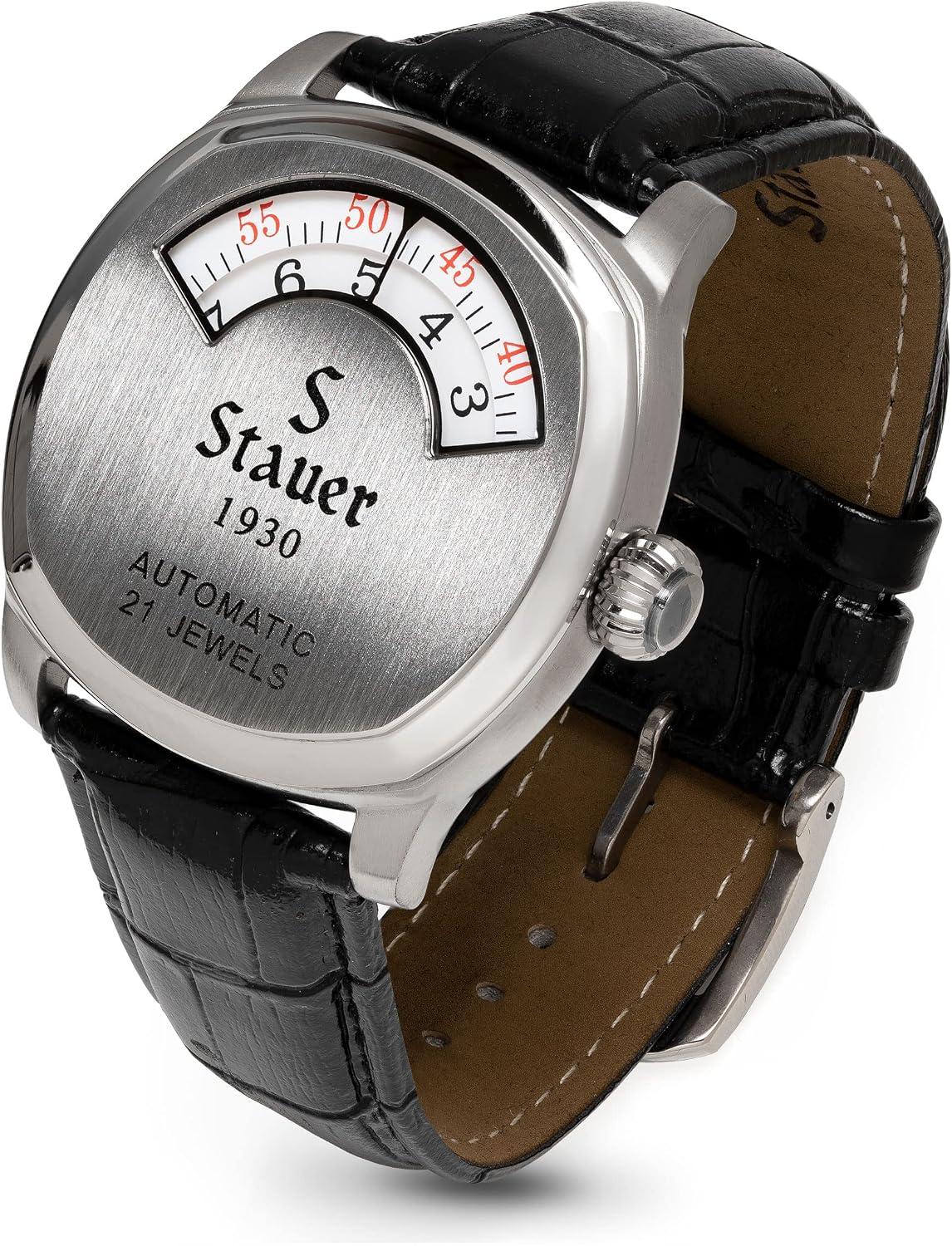 Stauer 1930 Dashtronic Watch Cotswold Genuine Men's Automatic Watch with Leather Band and Stainless Steel Case 21-Jewel Movement and 3-ATM Water Resistant