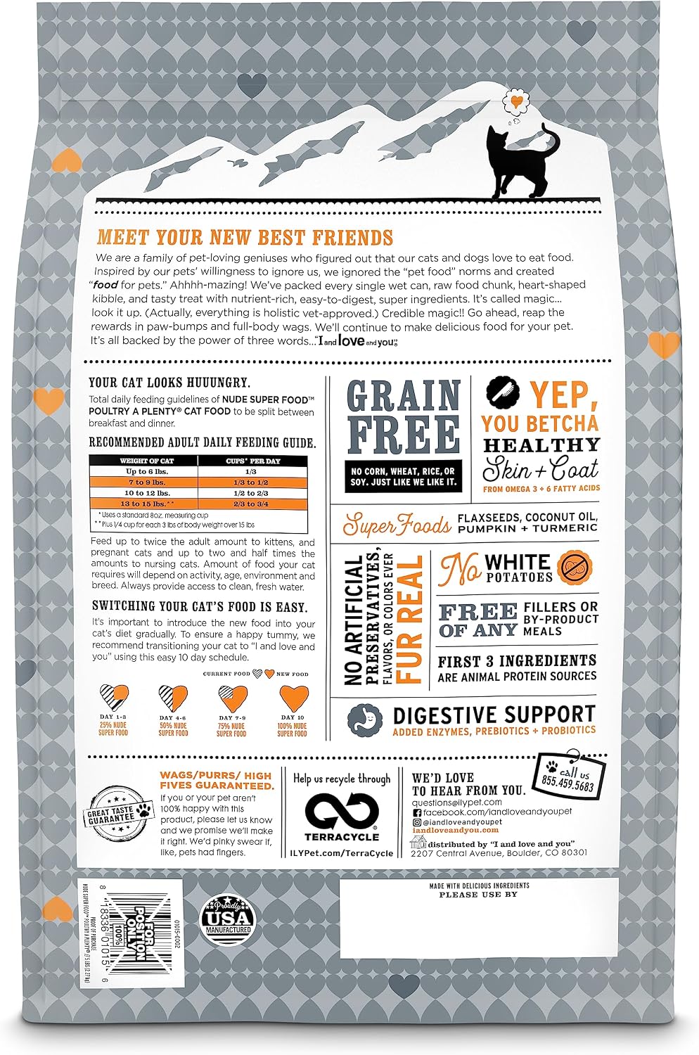I and love and you Nude Super Food Dry Cat Food - Turkey + Chicken - Grain Free, High Protein, No Fillers, Superfoods, 5lb Bag