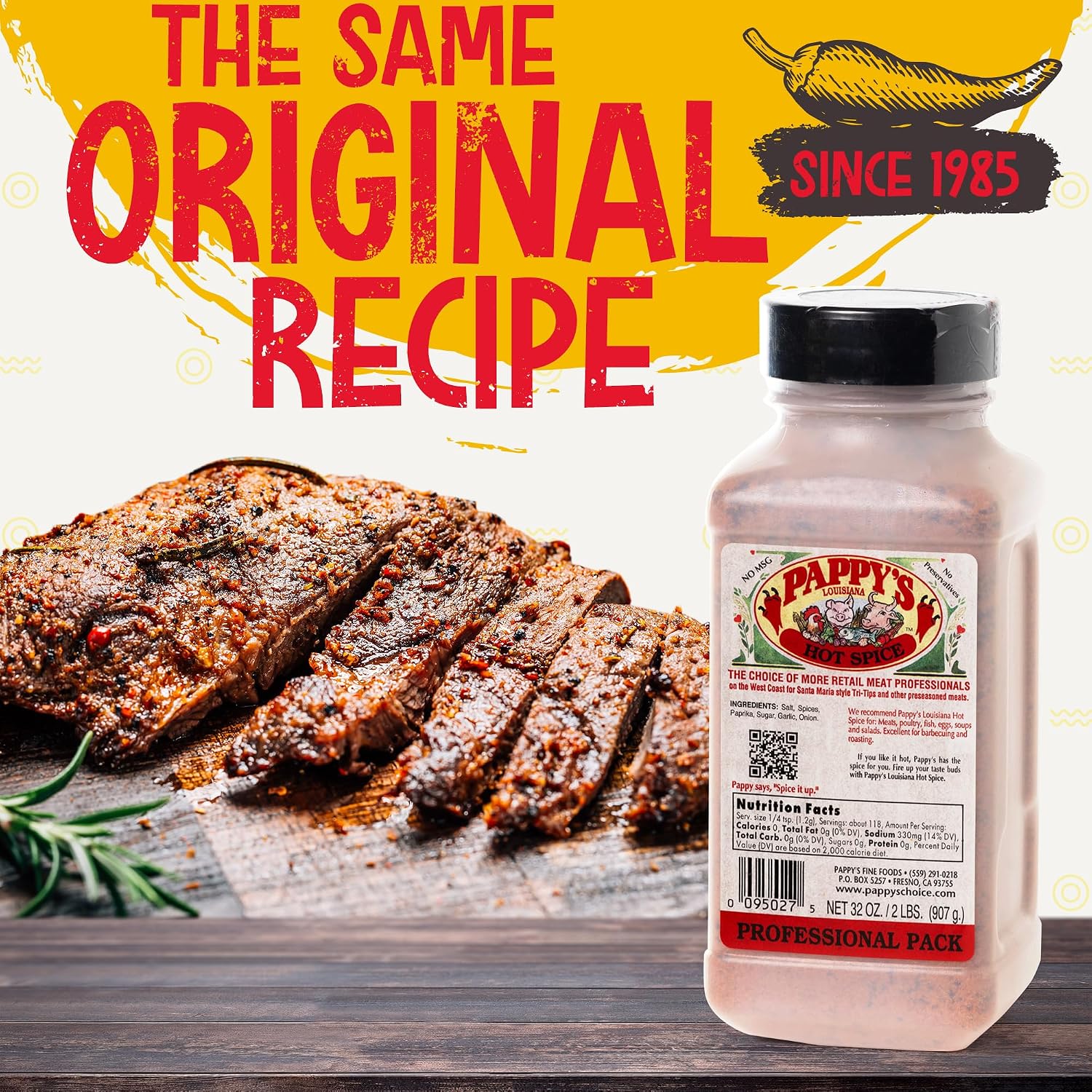 Pappy's Choice Original Seasoning, 32 Oz | California's Legendary Seasoning Blend, Santa Maria Style, Perfect for BBQ, Beef, Burgers, Brisket, Tri-tip and Steak