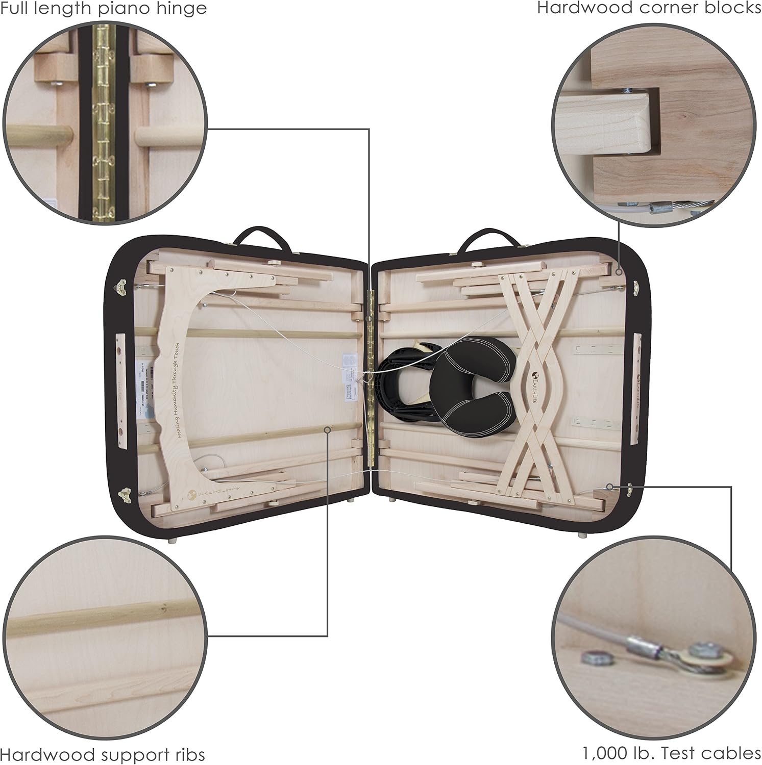 EARTHLITE Premium Portable Massage Table Package SPIRIT - Spa-Level Comfort, Deluxe Cushioning incl. Flex-Rest Face Cradle & Strata Face Pillow, Carry Case (30/32” x 73”) - Made in USA