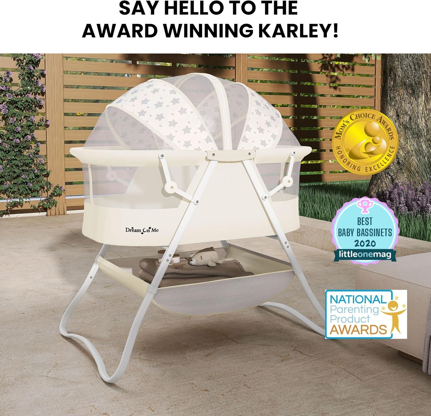 Dream On Me Karley Bassinet in Grey and Pink