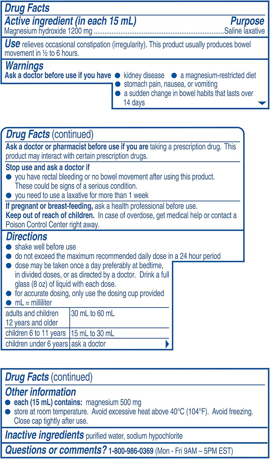 Phillips' Milk of Magnesia, Laxative, Original, 4 Ounce (Pack of 6) - Packaging May Vary
