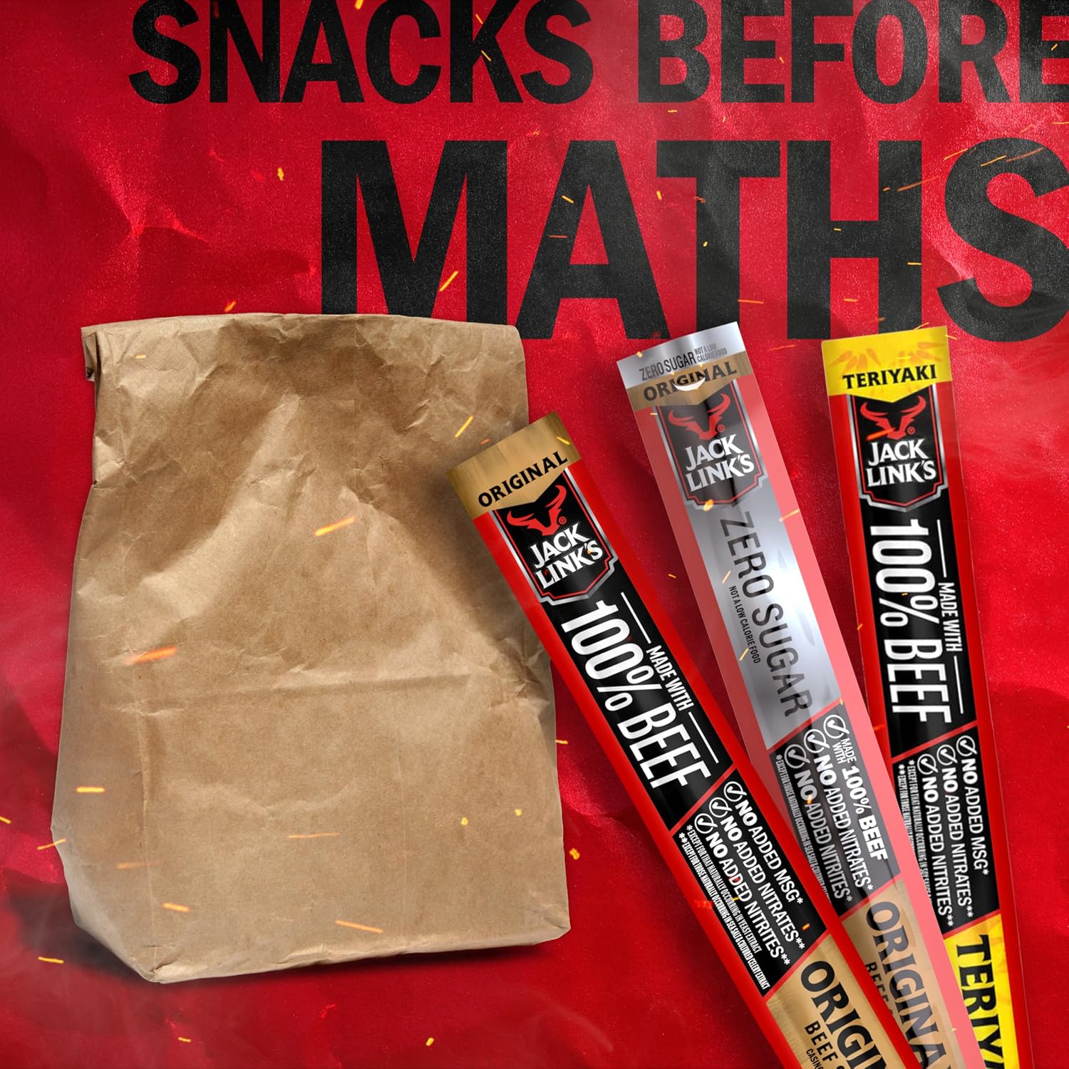 Jack Link's Original Beef Jerky Sticks - Made with 100% Real Beef - Ready to Eat Real Meat Protein Snacks - 6g Protein per Serving - 0.92 oz Meat Stick, 20 Count