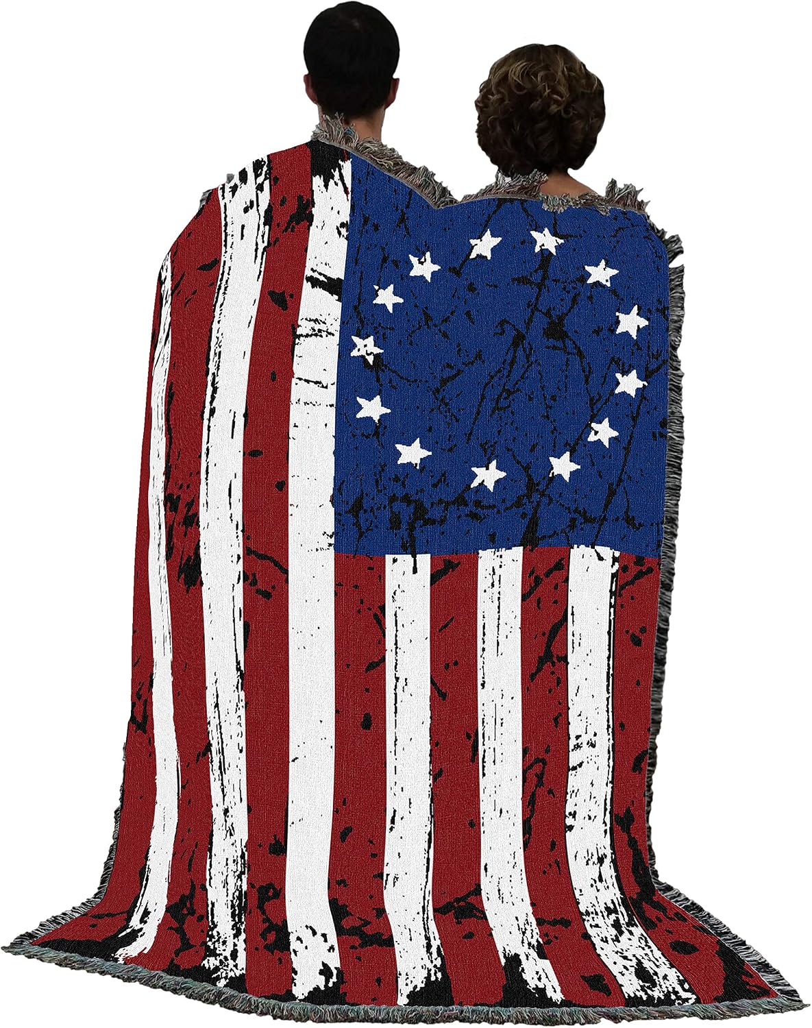 United States American Flag Blanket - Gift Soft Tapestry Throw Woven from Cotton - Made in The USA (69x48)