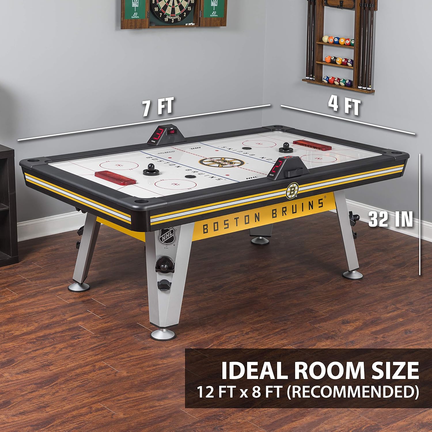 NHL 84" Air Hockey Tables - New York Rangers, Boston Bruins, Detroit Red Wings - Wrap-Around Goal; LED Scoring; 4 Pucks & Pushers | Wrap-Around Goal