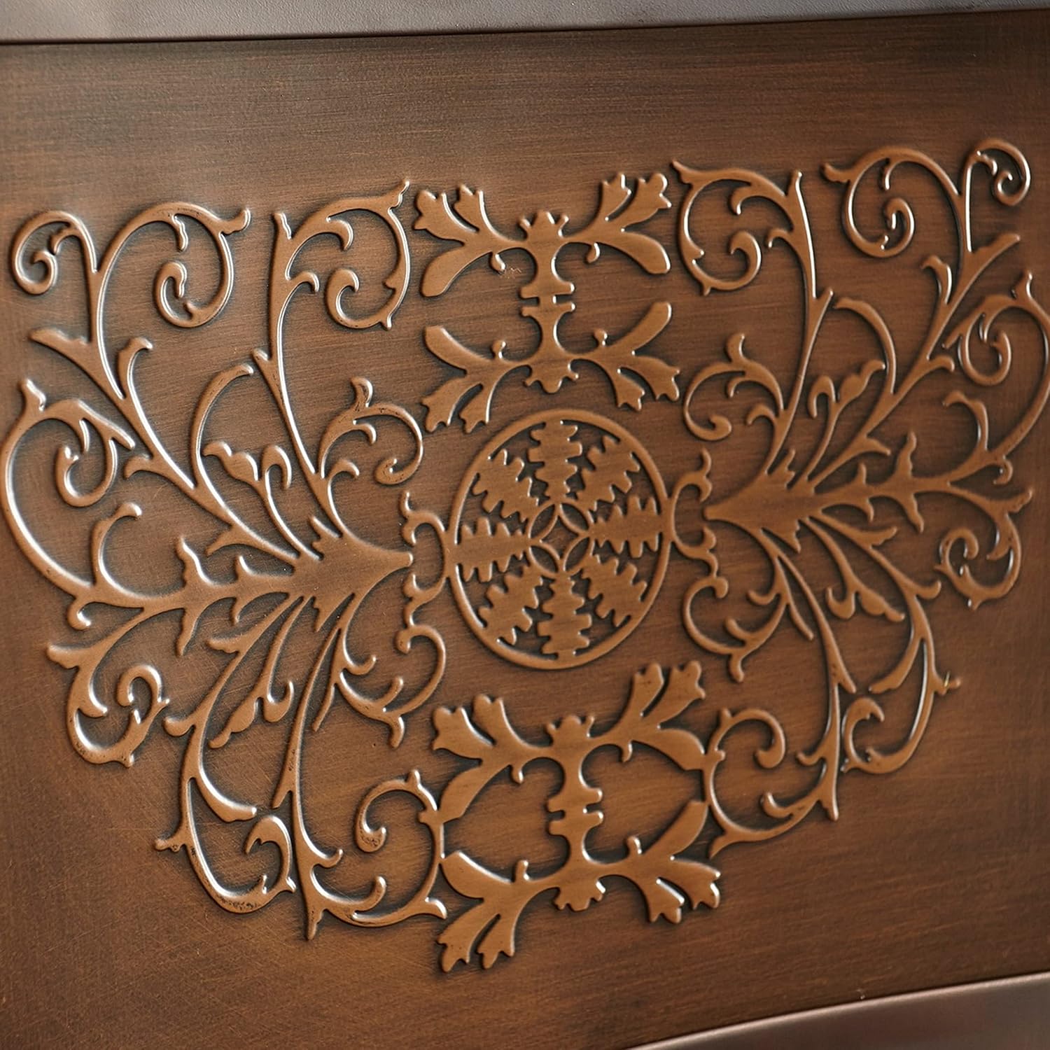 Powell Company Big & Tall Copper Stamped Back Arms by Powell Big and Tall Counter Stool, 24" Seat Height, brown