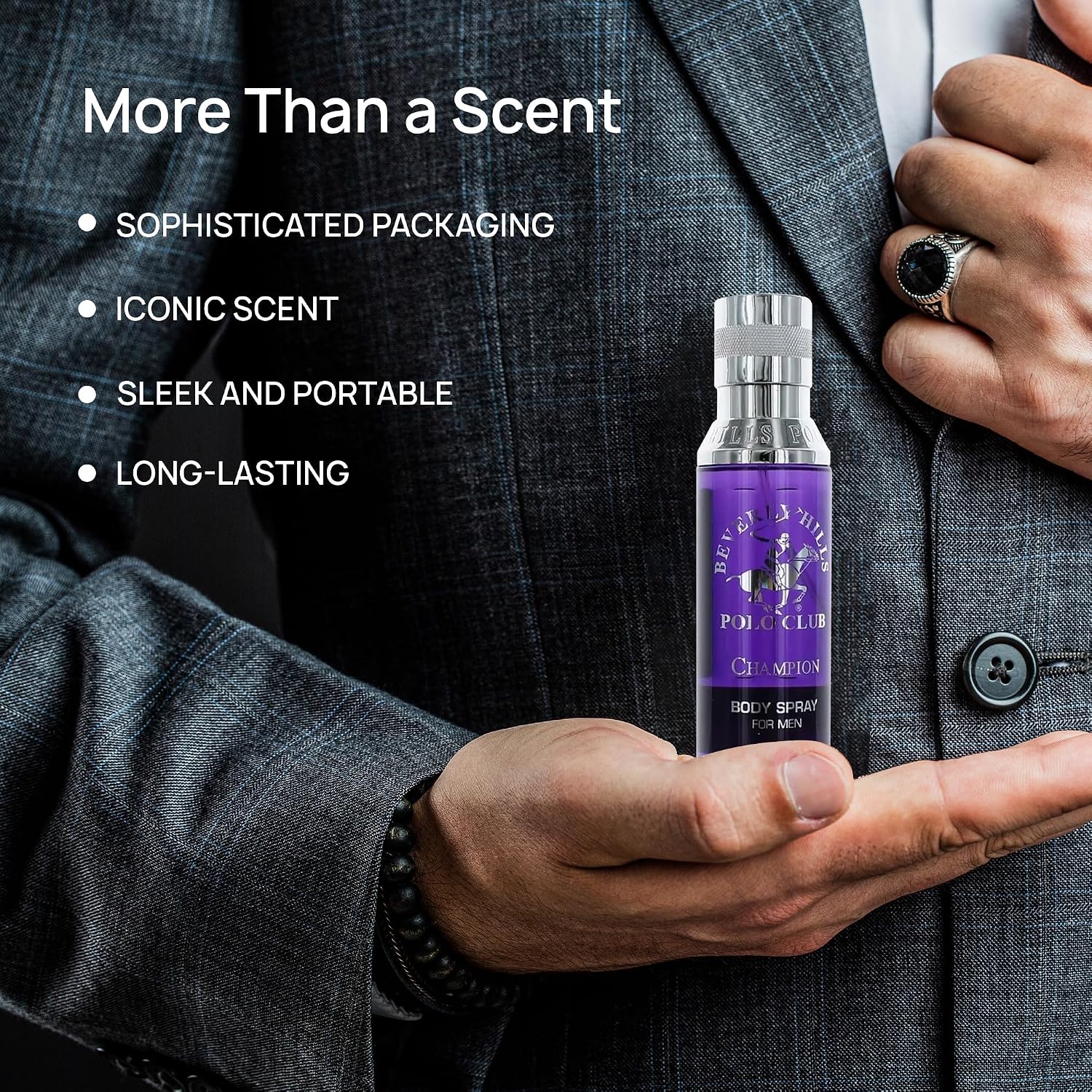Beverly Hills Polo Club Body Spray for Men - BHPC Blaze - Fresh, Earthy with Notes of Cedar & Basil - Long Lasting Body Mist Cologne Scent - Ideal Gift for Him, 6oz