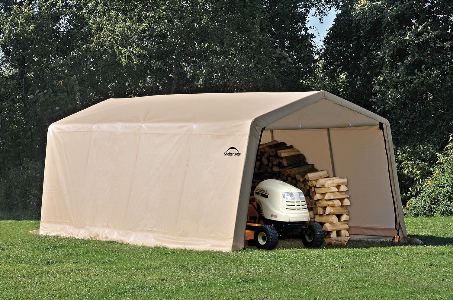 ShelterLogic Peak Style Roof Instant Garage Carport Car Canopy with Steel Frame and Waterproof UV-Treated Cover