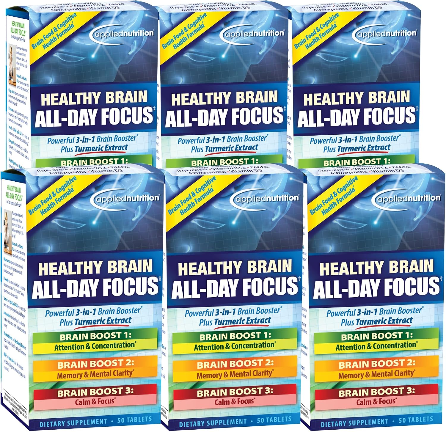 Applied Nutrition Healthy Brain All-Day Focus Cognitive Support (2 Pack)