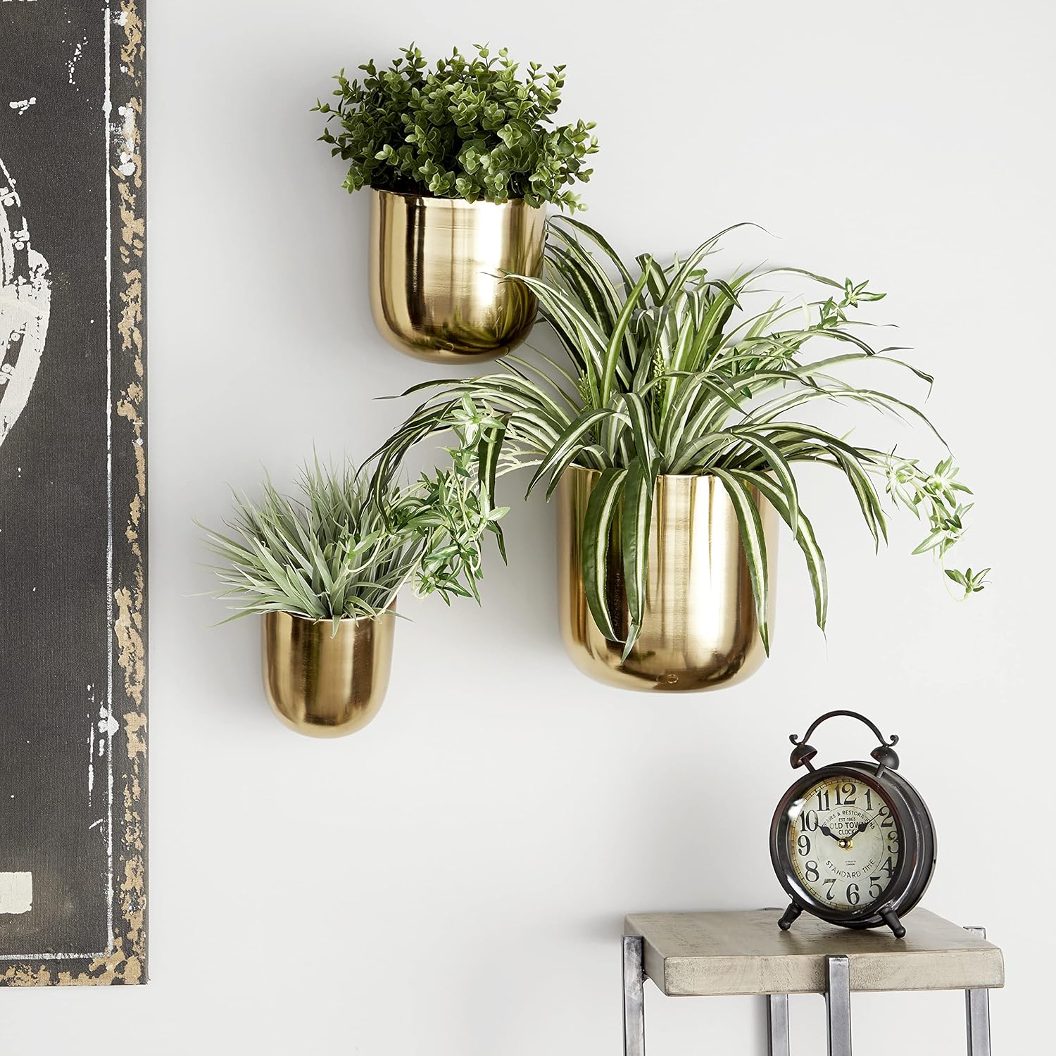 Deco 79 Metal Round Planter with Removable Stand, Set of 2 16", 13"H, Black
