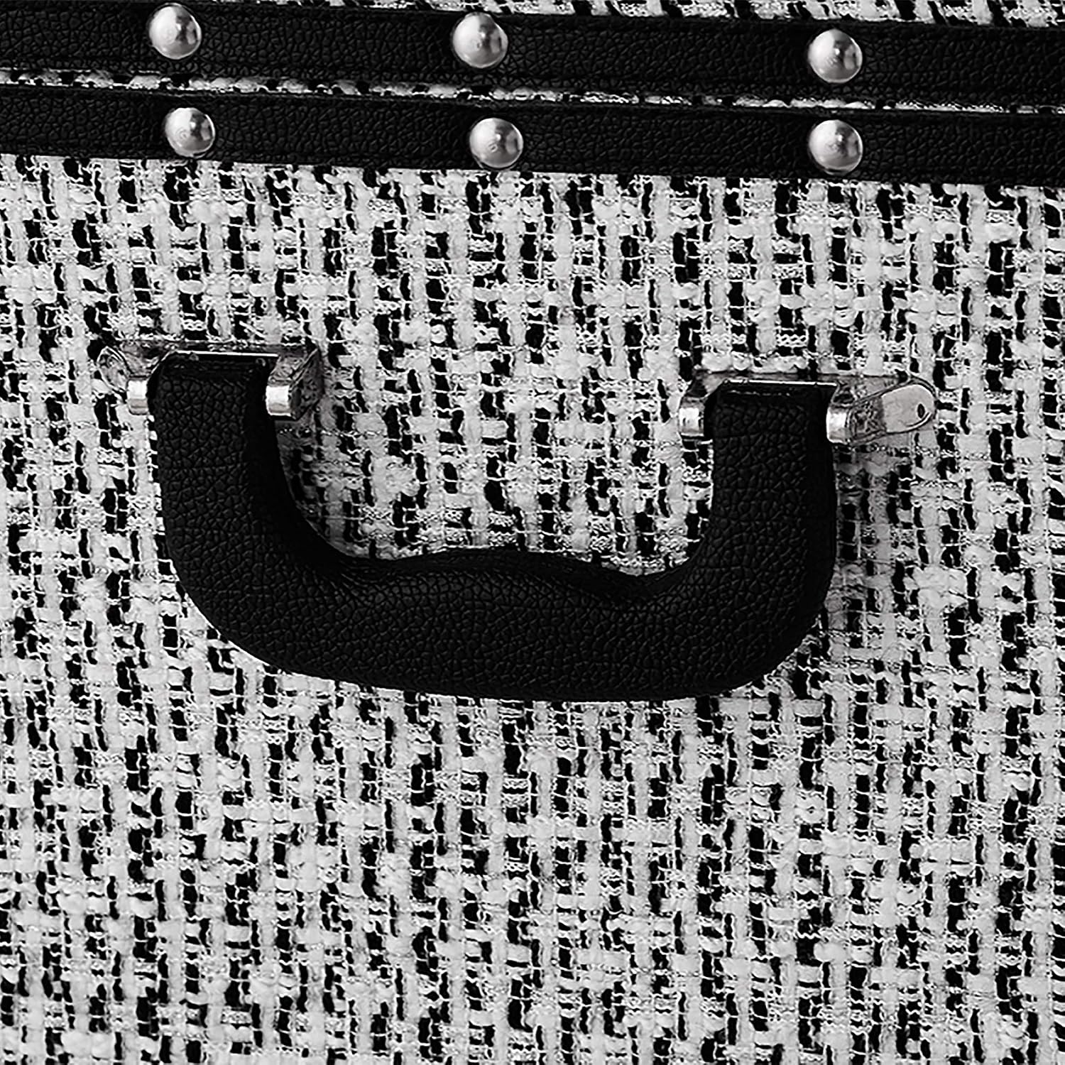 DormCo Texture® Brand Trunk - White Threaded Black 29"L x 20"W x 14"H
