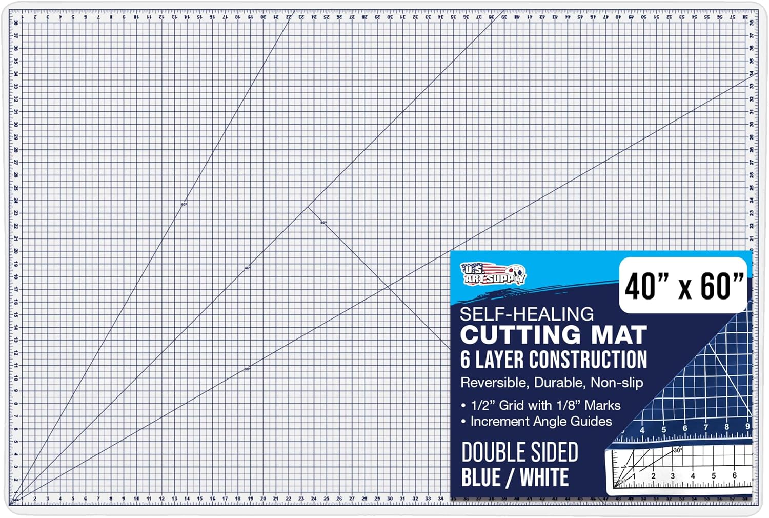 U.S. Art Supply 40" x 60" Self-Healing Cutting Mat 5-Ply - Double-Sided Green/Black Craft Mat, Non-Slip Cutting Mats for Crafts, Sewing, Quilting, Scrapbooking | Double-Sided Green/Black Craft Mat, Non-Slip Cutting Mats for Crafts, Sewing, Quilting, Scra…