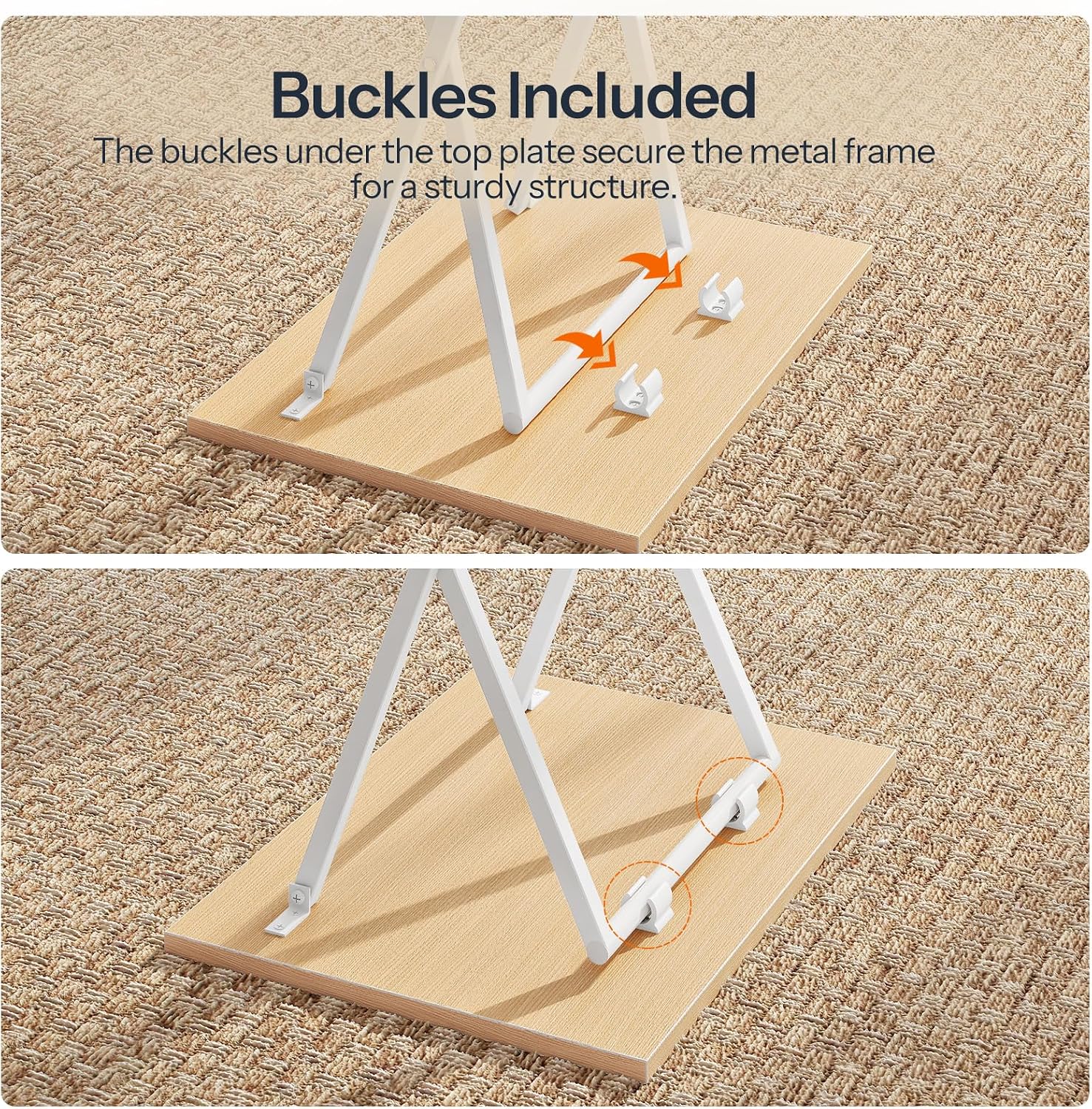 HOOBRO Folding TV Tray Tables, Set of 2 Side Table for Small Space, Industrial Snack Tables for Eating at Couch, Stable Metal Frame, Easy Assembly
