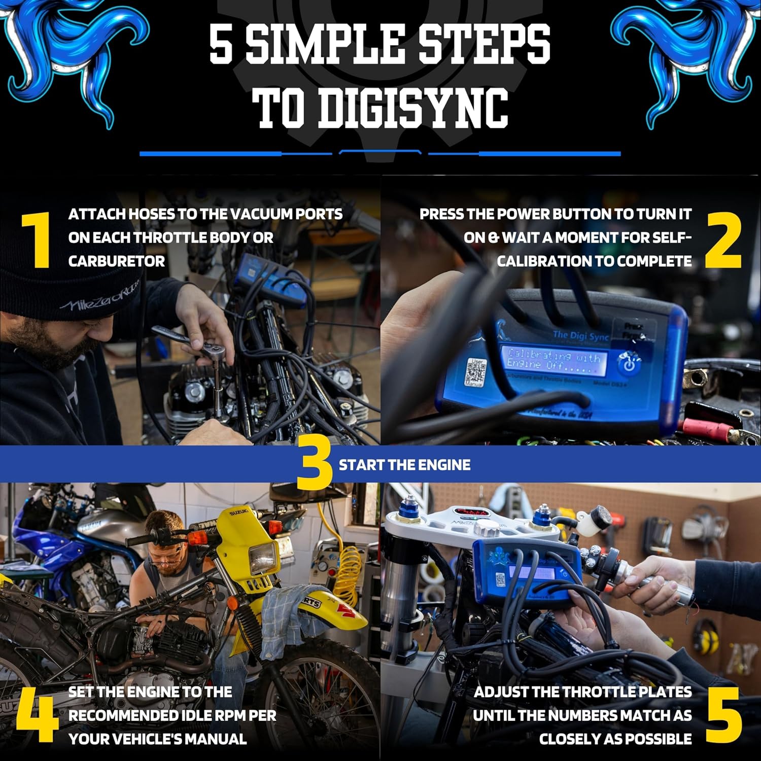 6-Channel - The Digi Sync™ Digital Throttle Body & Carb Sync Tool, Easy To Use & Accurate Carburetor Synchronizer, Vacuum Gauge Carburetor