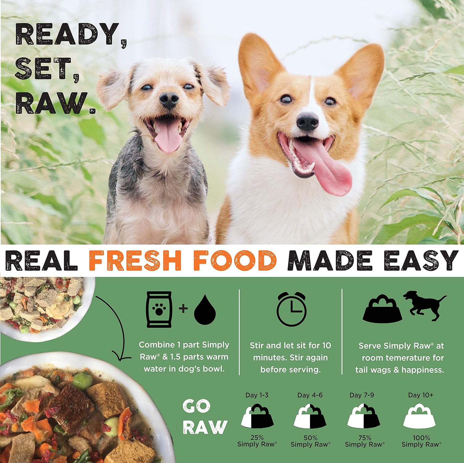 Nature's Diet Simply Raw Freeze-Dried Whole Food Meal - Makes 18 Lbs Fresh Food with Muscle, Organ, Bone Broth, Whole Egg, Superfoods