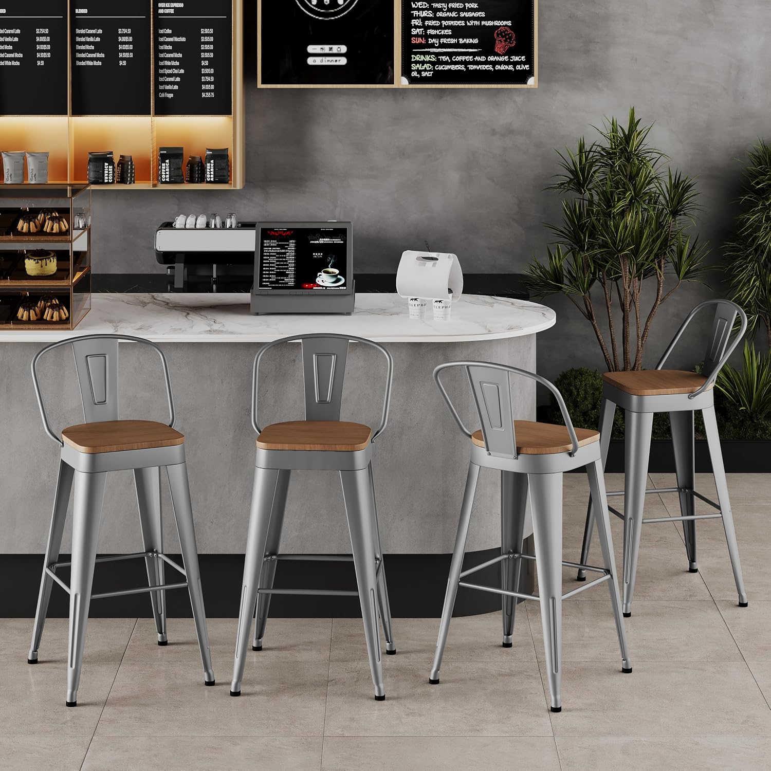 Aklaus Metal Bar Stools Set of 4