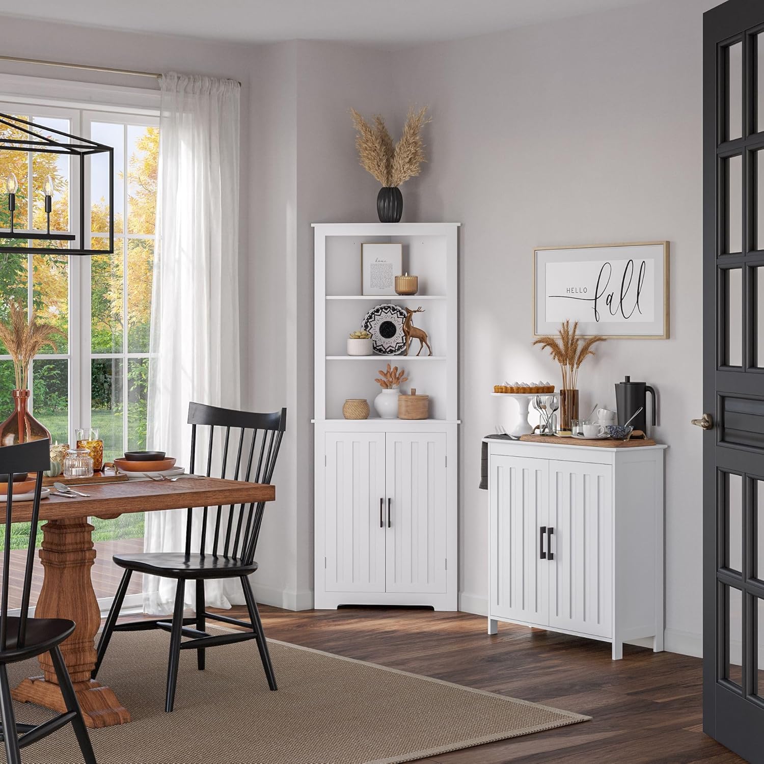 RiverRidge Monroe Two-Door Bathroom Floor Storage Cabinet - White | Linen Cabinet with Adjustable Interior Shelf and Soft Close Hinges