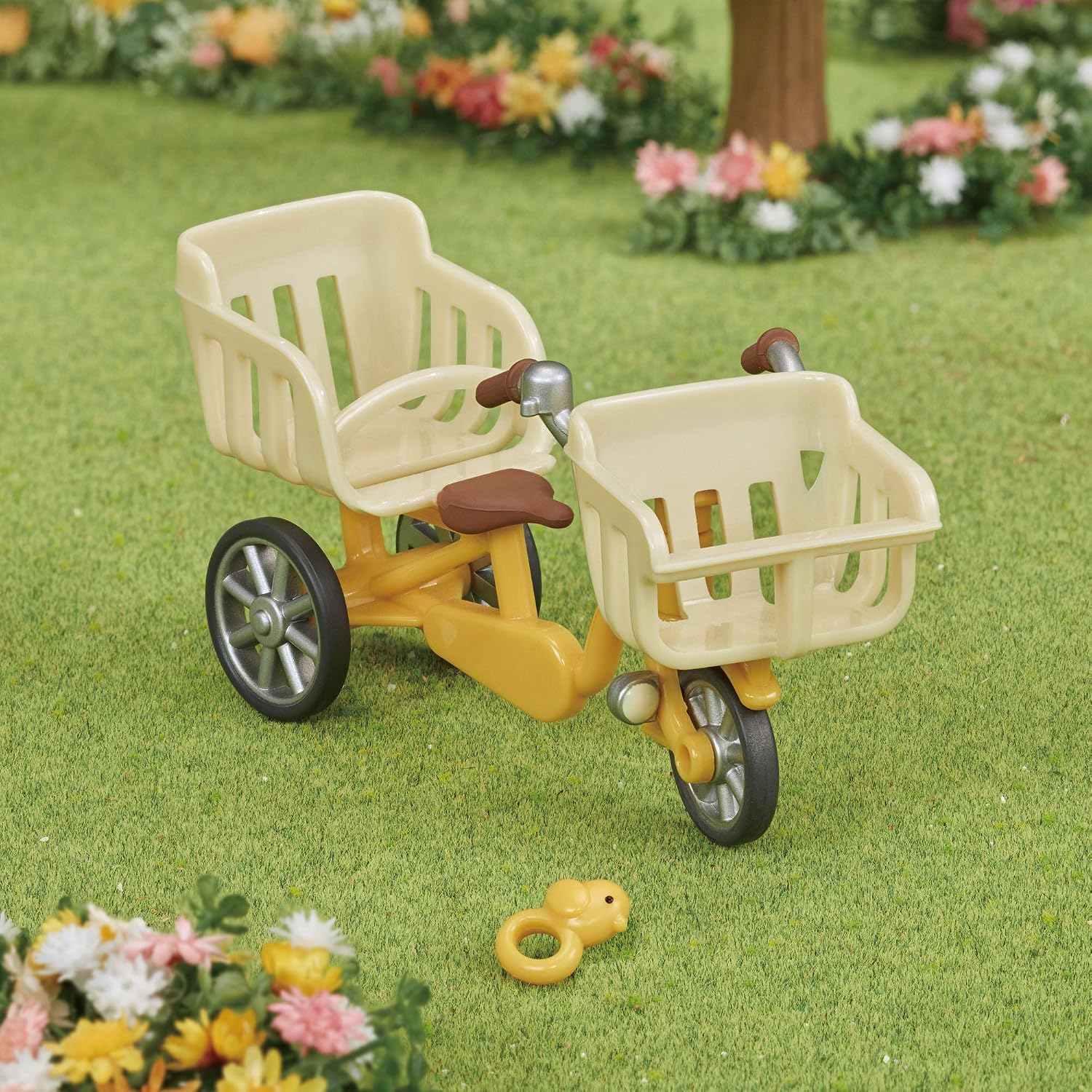 Sylvanian Families furniture three people riding bicycle