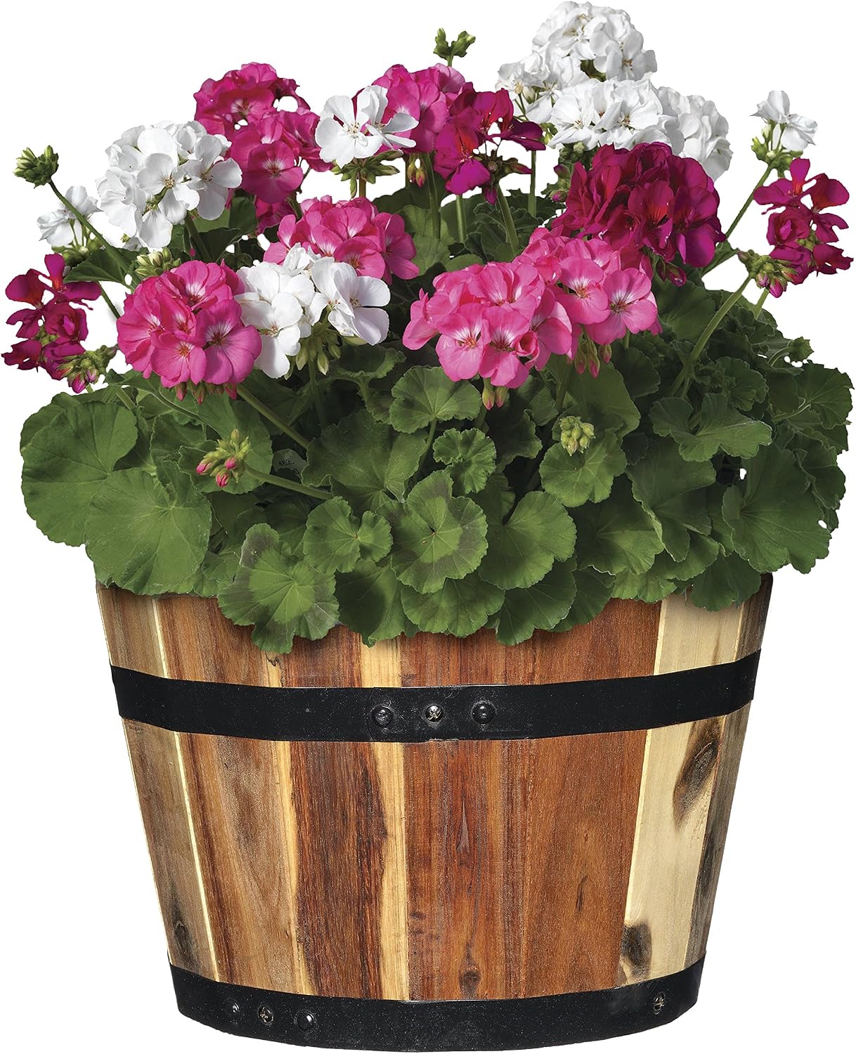 Whiskey Barrel Planter, Wooden Garden Pot, Set of 3, Acacia | Stylish Flower Plant Pots, Indoor & Outdoor Planter, UV-Resistant, Great for Patio