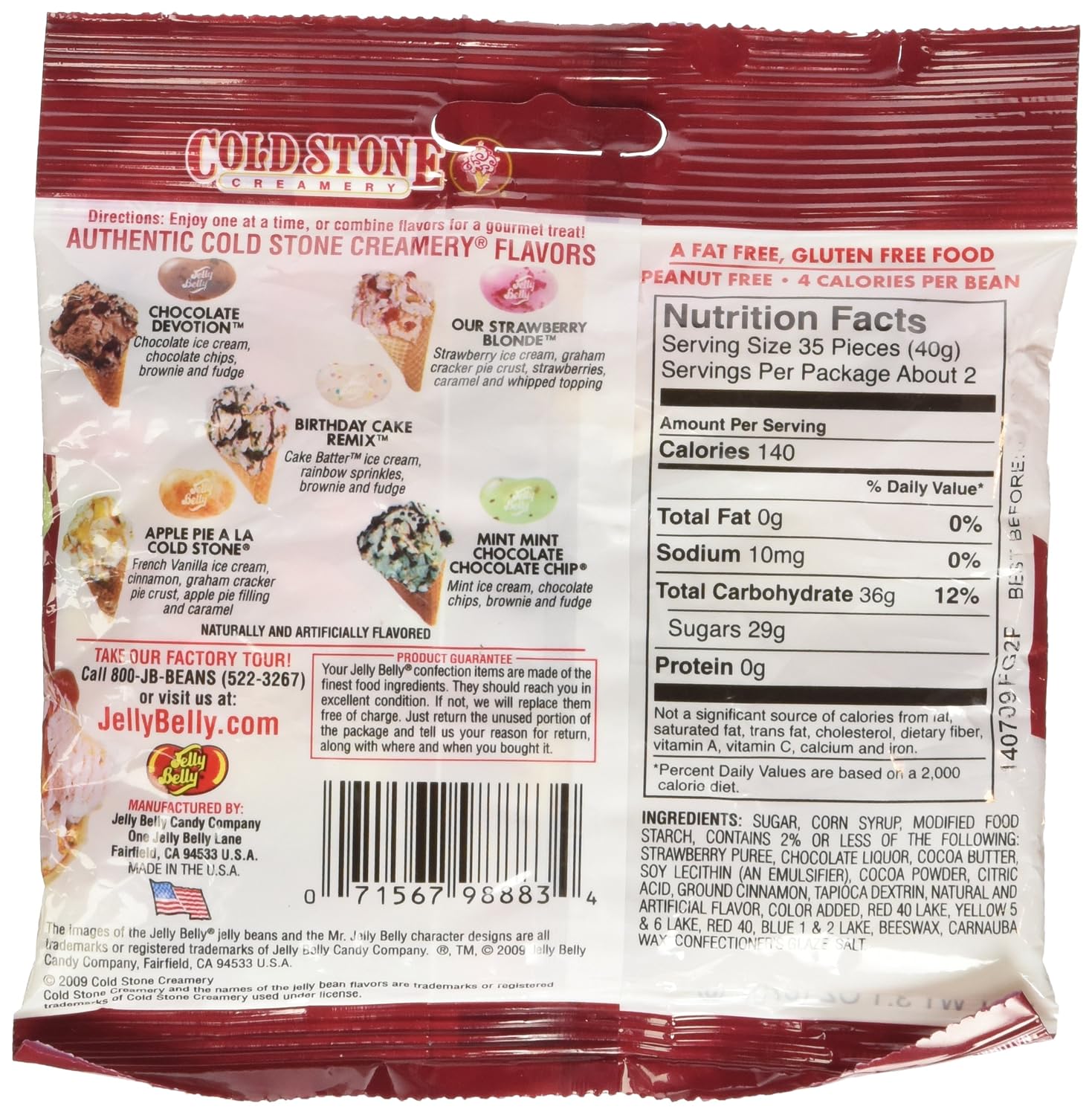 Jelly Belly 66889 3.1 Oz. Jelly Belly Cold Stone Ice Cream Parlor Mix