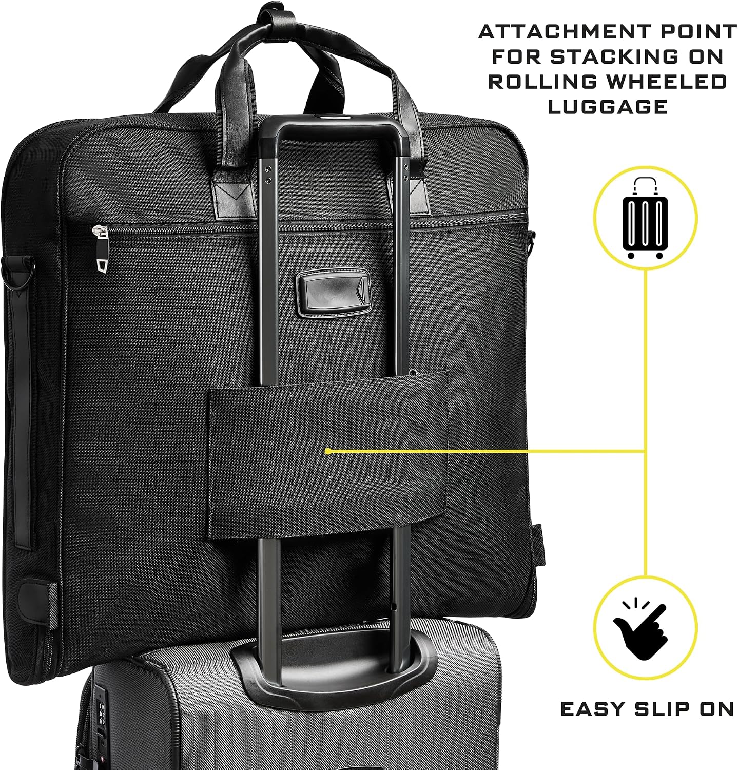 Premium Suit Garment Bag Carry On - Hangs 4 Suits - Travel & Business with Shoulder Strap and Laptop Compartment