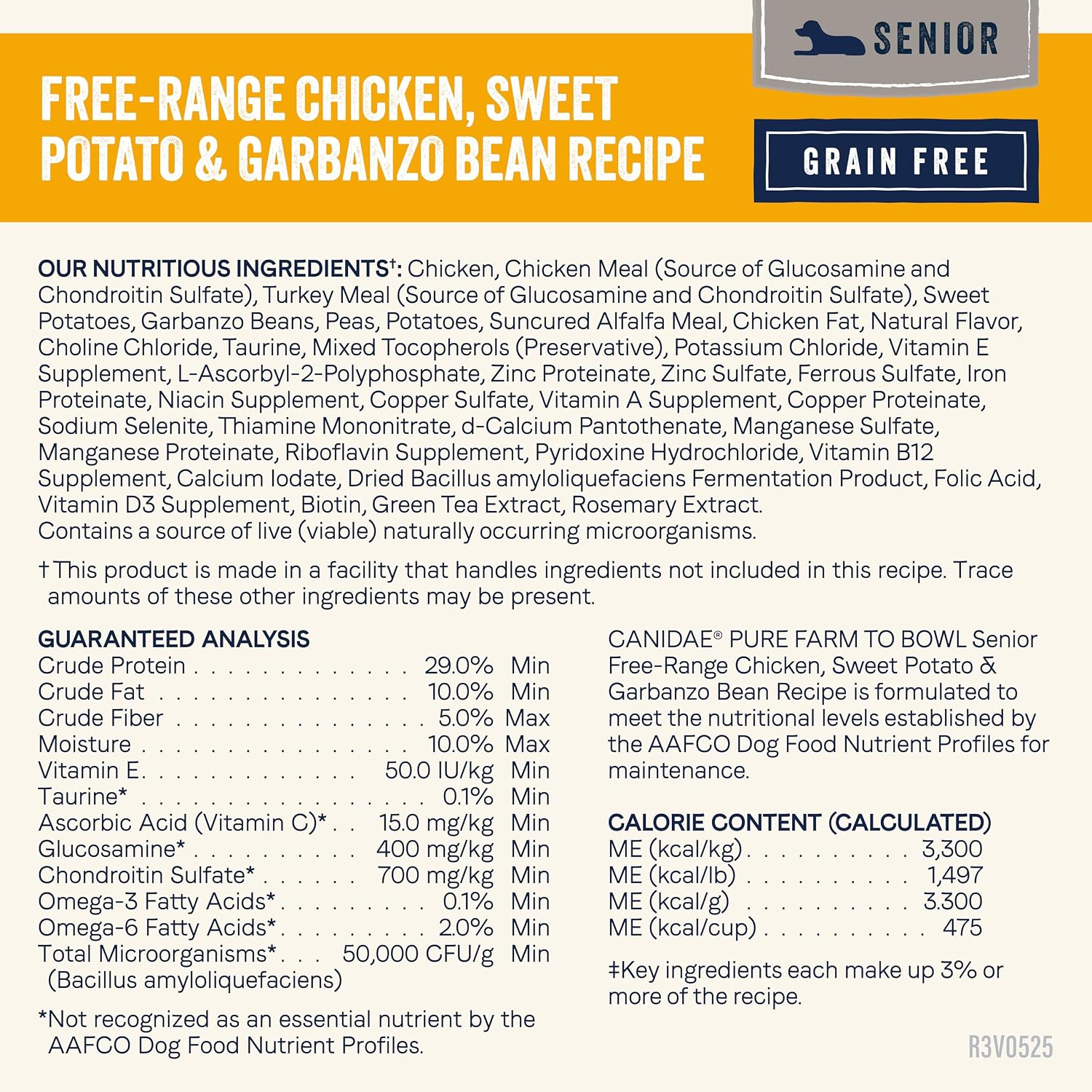 Canidae Pure Farm to Bowl Dry Senior Dog Food - Limited Ingredient Formula - Grain, Wheat & Soy-Free - Senior Dog Friendly - 22 lb - Free-Range Chicken, Sweet Potato & Garbanzo Bean Recipe