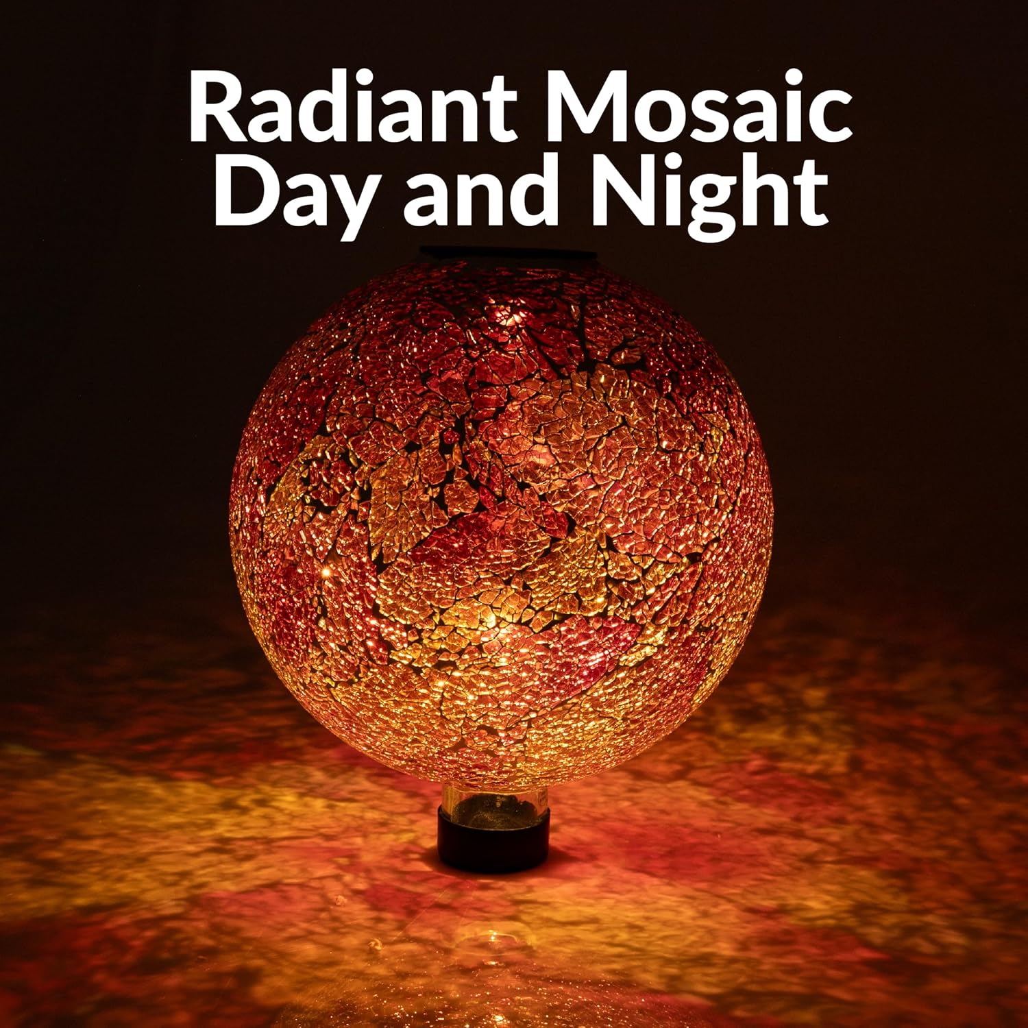 Sunnydaze Solar Gazing Ball for Garden, Mosaic Cool Blooms