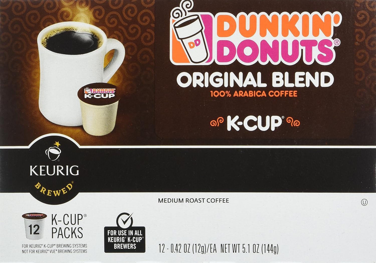 Dunkin’ Original Blend Medium Roast Coffee, Keurig K-Cup Pods, 10 Count Box