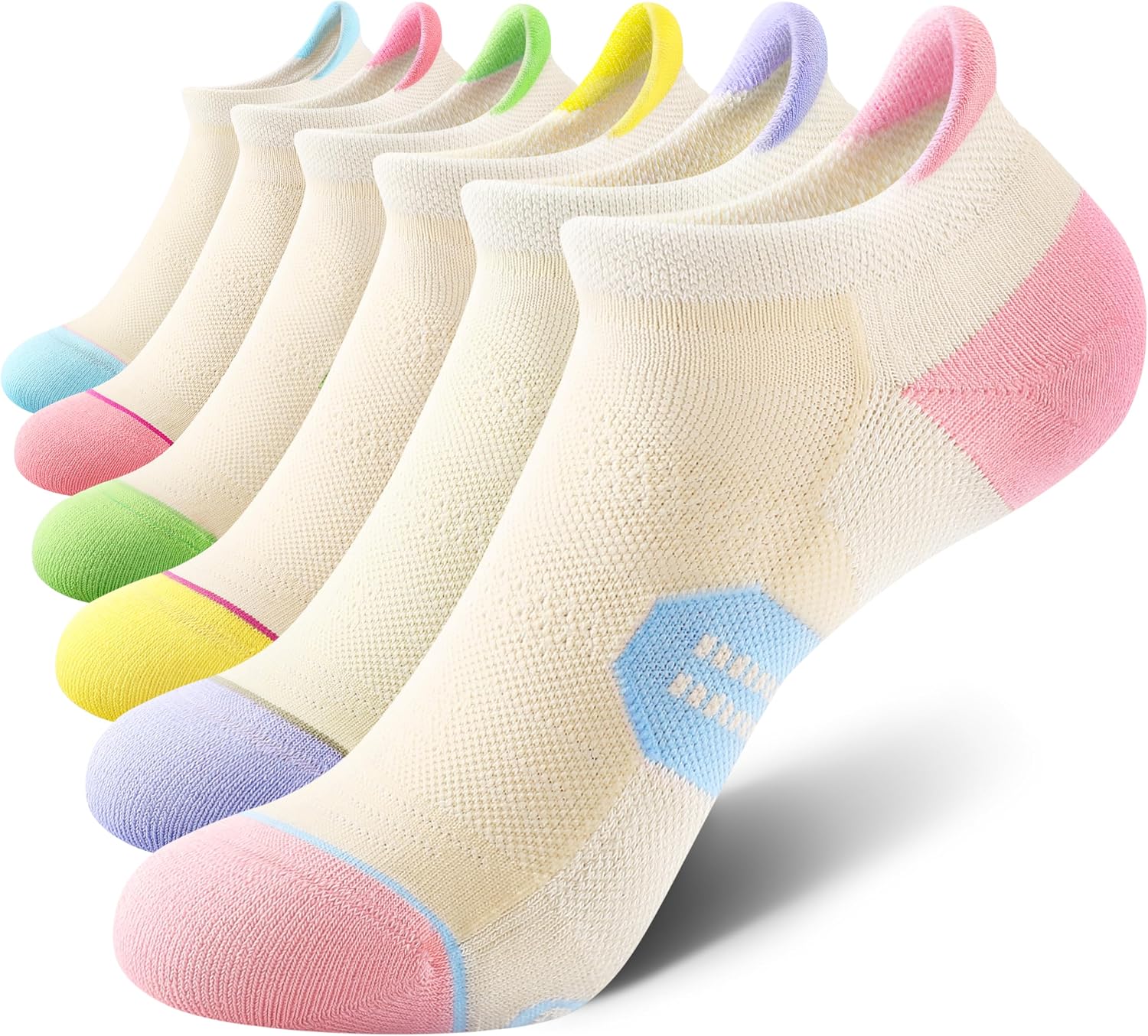 CS CELERSPORT 6 Pack Women's Ankle Running Socks Cushioned Low Cut Tab Athletic Socks
