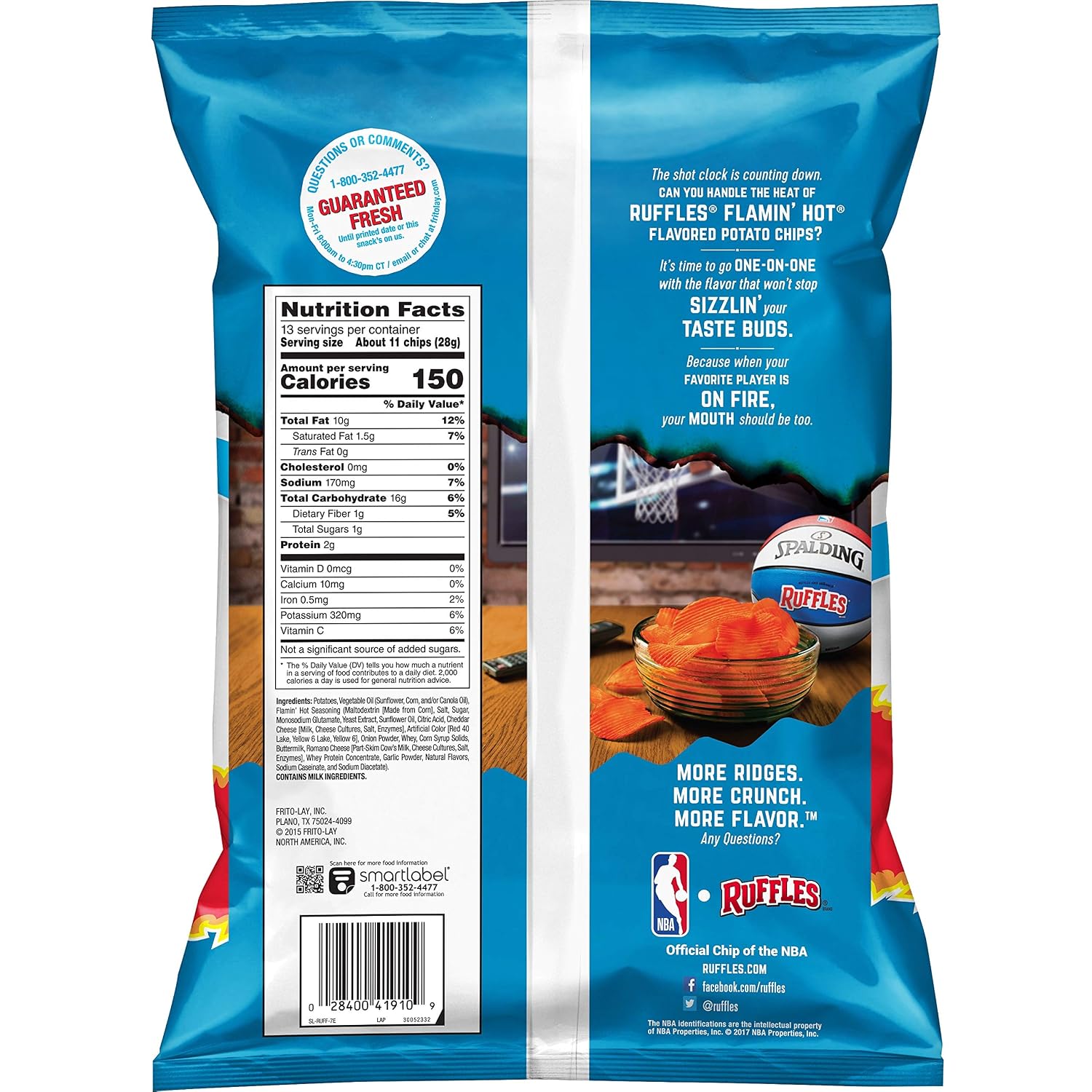 Ruffles Potato Chips, Queso, Cheddar Cheese, 8 Ounce