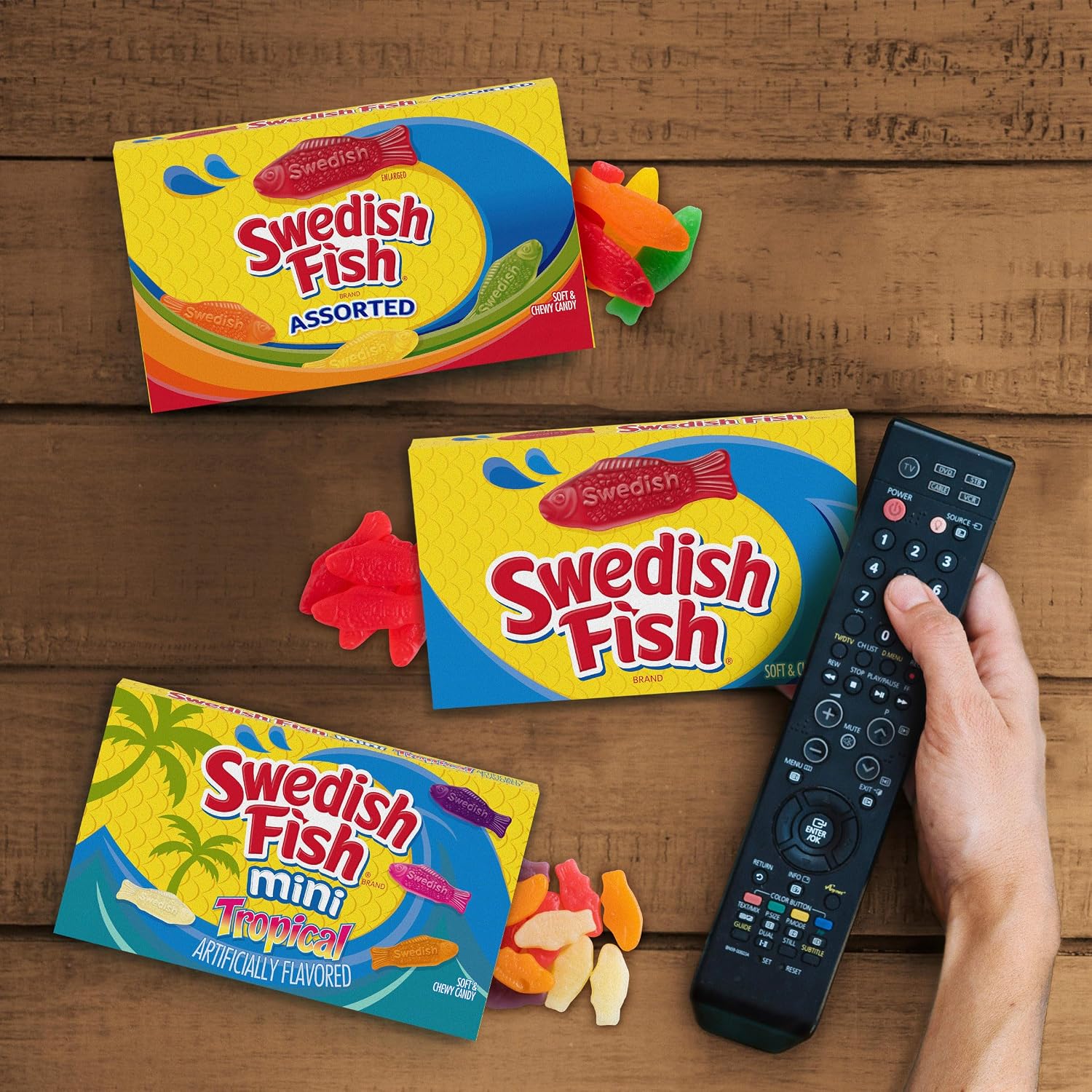 SWEDISH FISH Soft & Chewy Gummy Candy, Bulk Candy, 12-3.1 oz Boxes