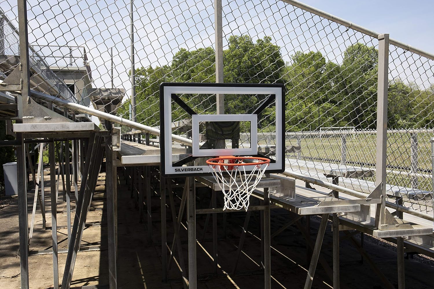 Silverback Junior Youth 33" Basketball Hoop with Lock ‘n Rock Mounting Technology Mounts to Round and Vertical Poles, Black (B8410W)