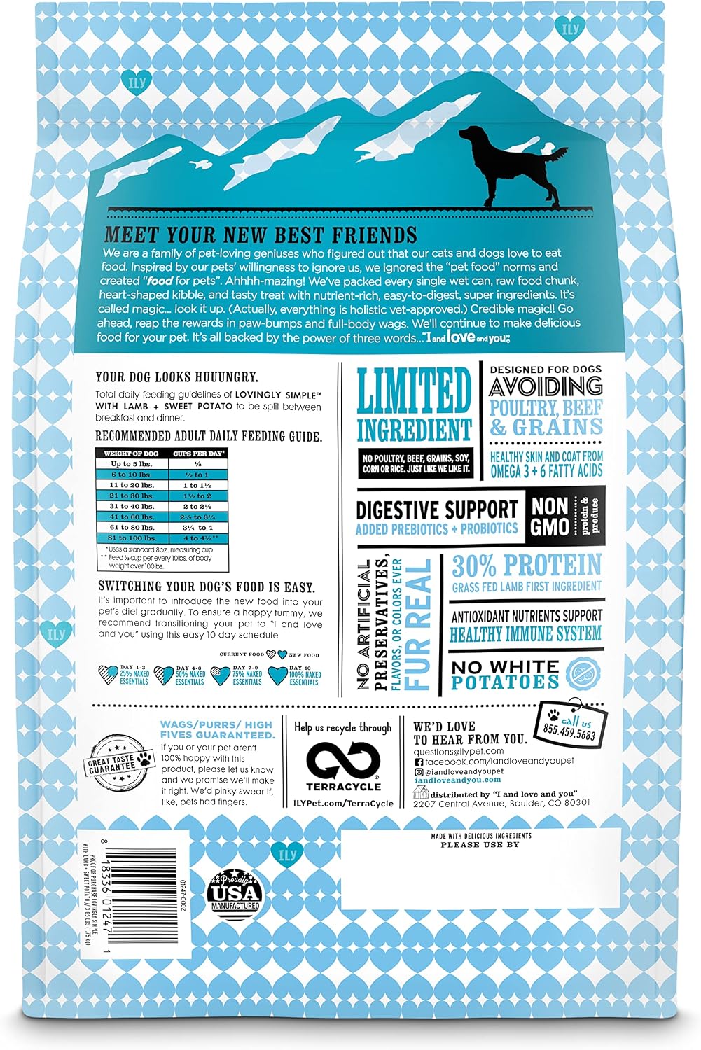 I and love and you Naked Essentials Dry Dog Food - Lamb + Bison - High Protein, Real Meat, No Fillers, Prebiotics + Probiotics, 4lb Bag
