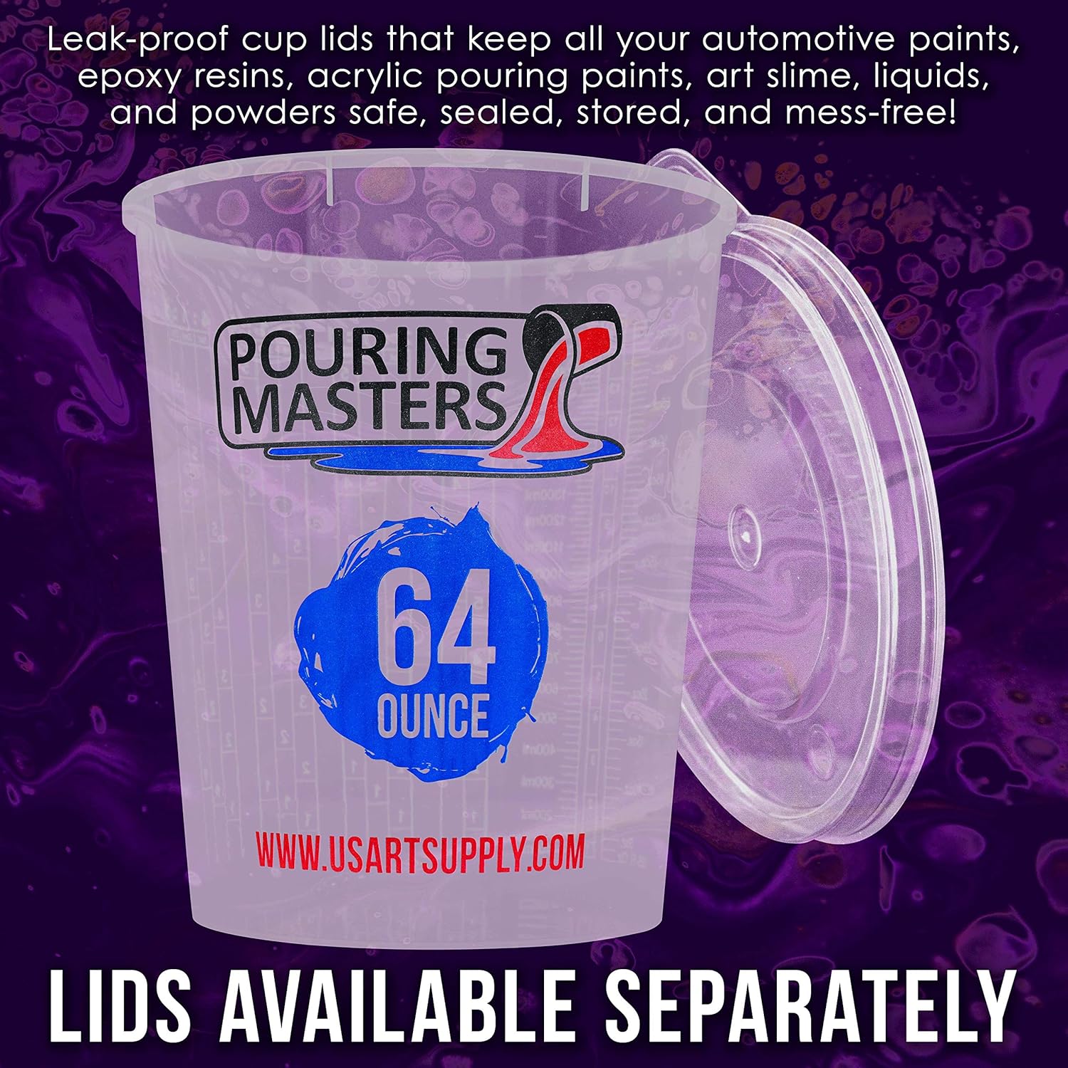 Pouring Masters 40 Ounce (1200ml) Graduated Plastic Mixing Cups (Box of 24)