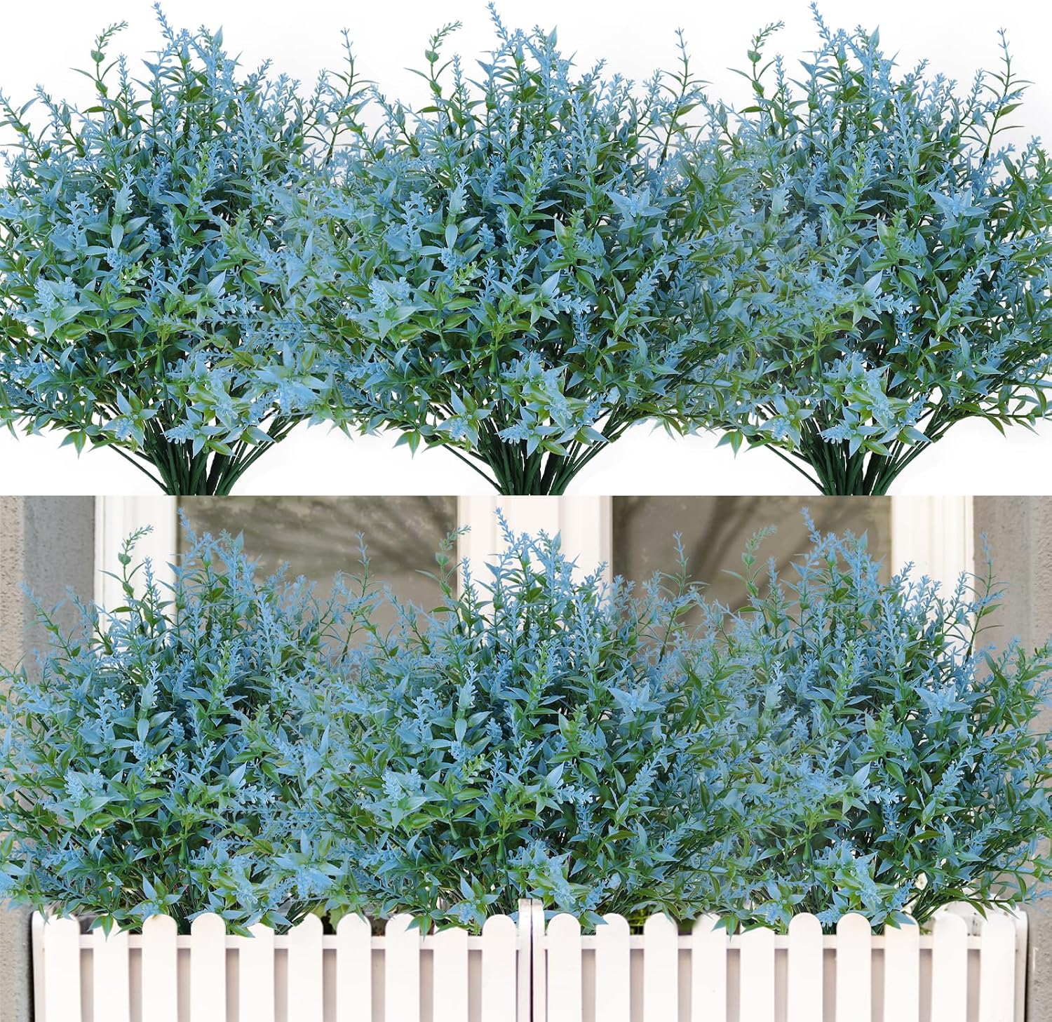 RECUTMS Artificial Greenery Lavender Fake Shrubs Flowers 8 Pcs UV Resistant