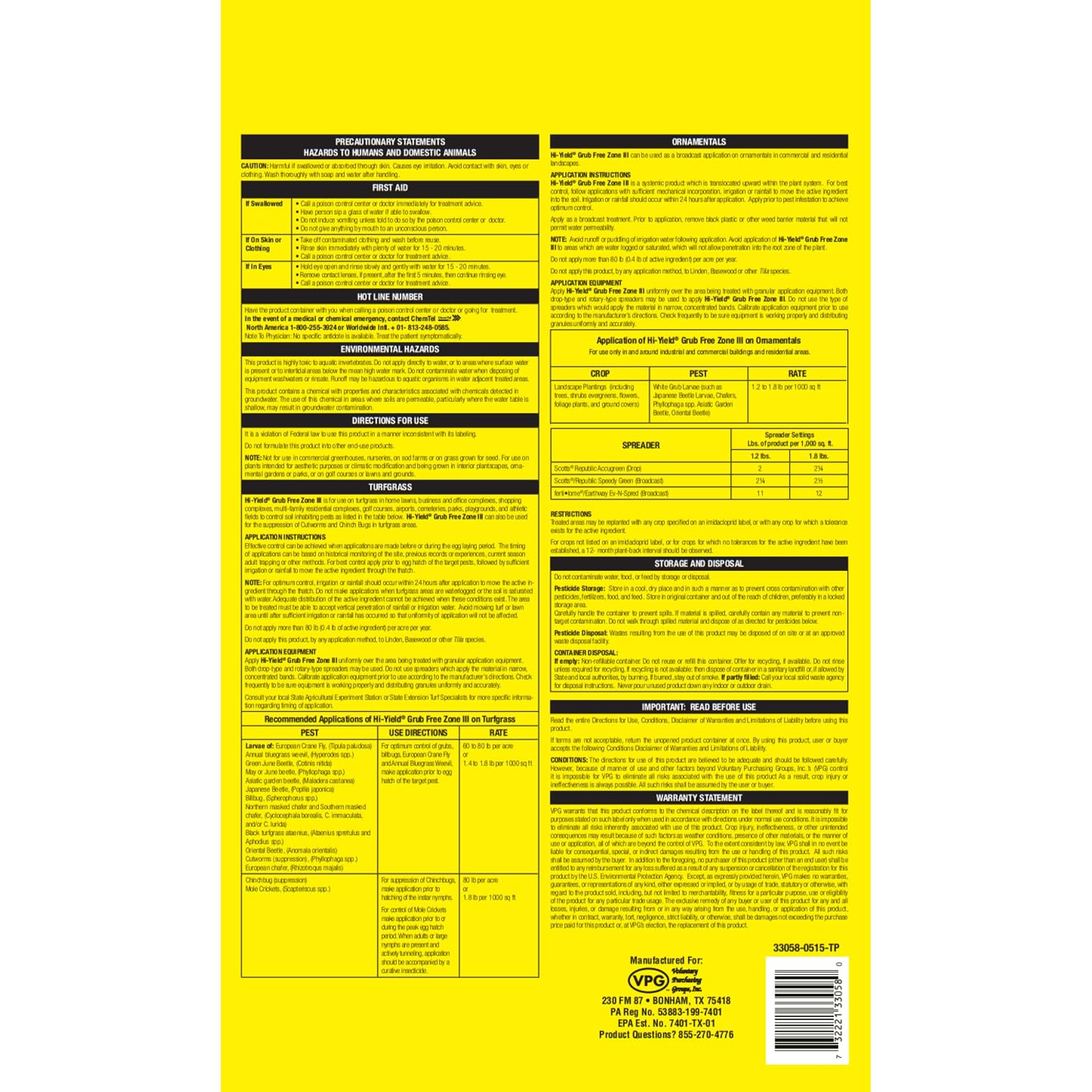 Hi-Yield (33056) Grub Free Zone III (30 lbs.)