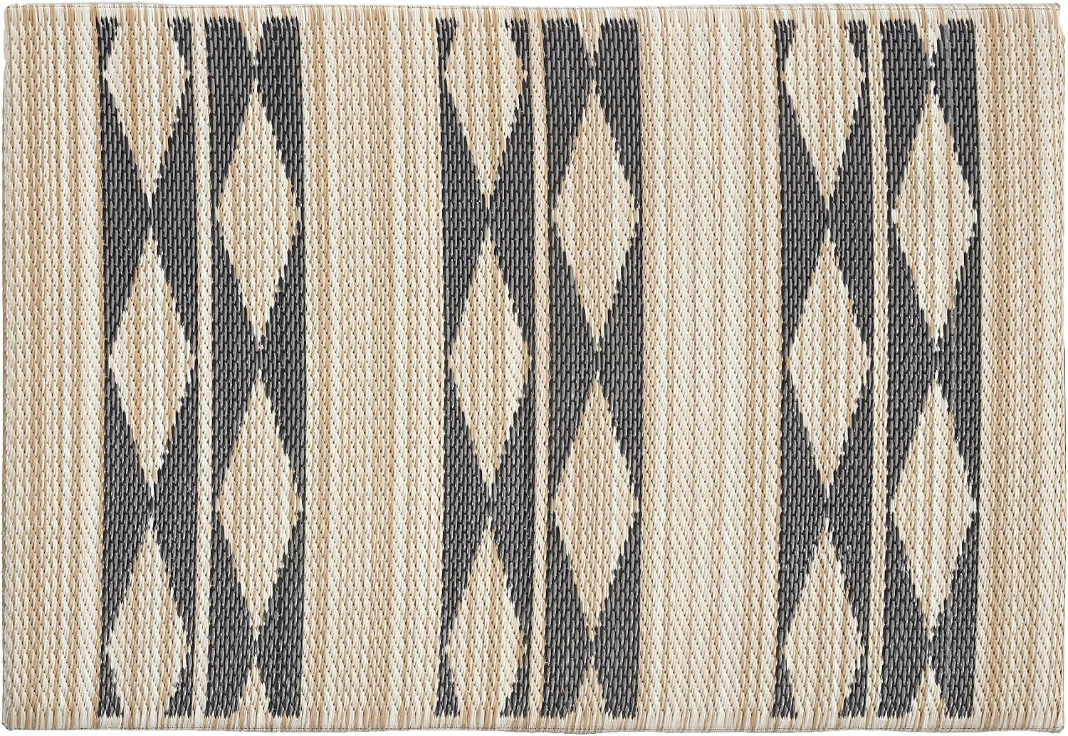 Fab Habitat Outdoor Rug - Waterproof, Fade Resistant, Crease-Free - Premium Recycled Plastic - Geo Tribal - Porch, Deck, Balcony, Mudroom