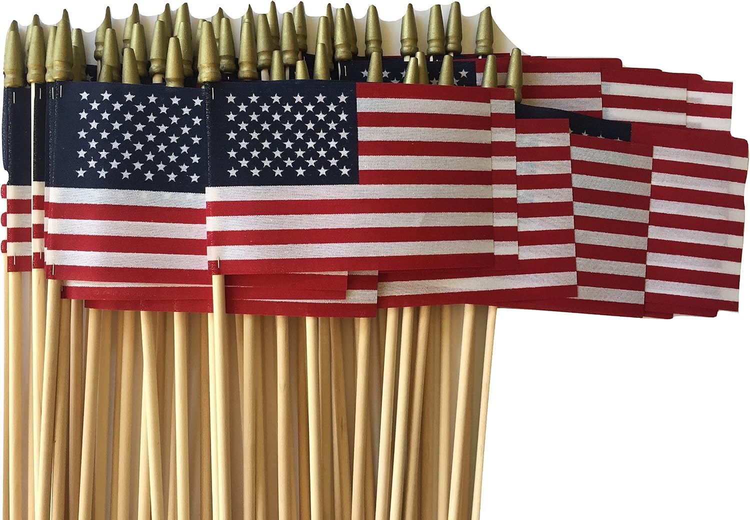 Lot of -50-4x6 Inch Double Sided US American Hand Held Stick Flags Spear Top WindStrong Made in the USA
